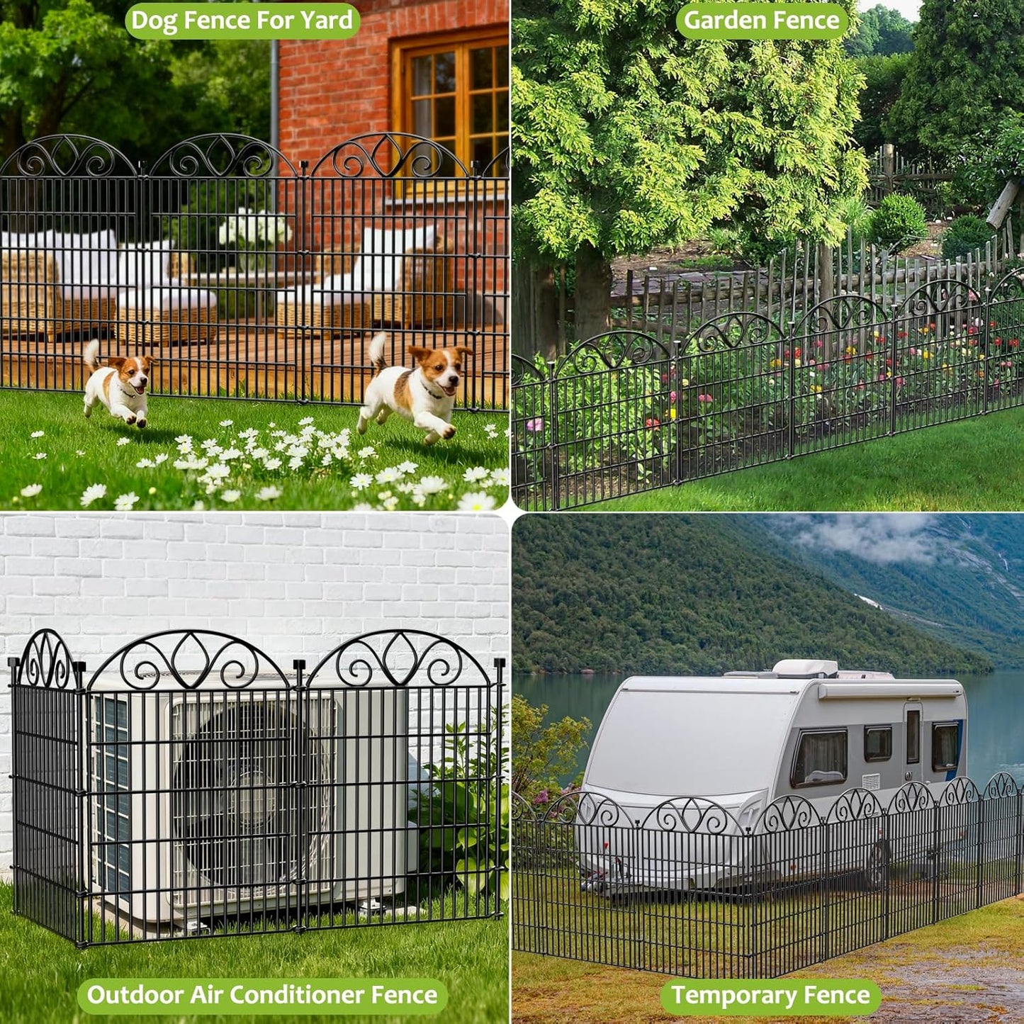 10 Panels No Dig Decorative Garden Fence Panel – 28" H X 19.6' L Rustproof Metal Dog Fence Outdoor for Yard, Animal Barrier Fence for Pet, Garden Border, Patio, Flower Beds| Temporary Fencing