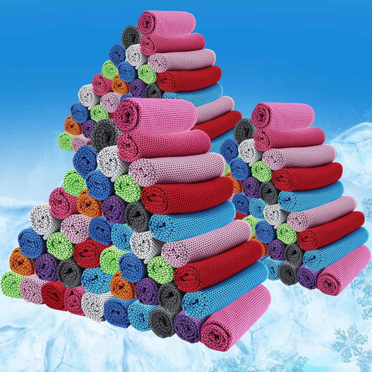 BBTO 80 Pcs 32 x 12 Inch Microfiber Ice Towel, Cooling Cold Towel for Neck and Face Breathable Chilly for Yoga, Sport, Gym, Workout, Camping and More Activities(Multicolor)