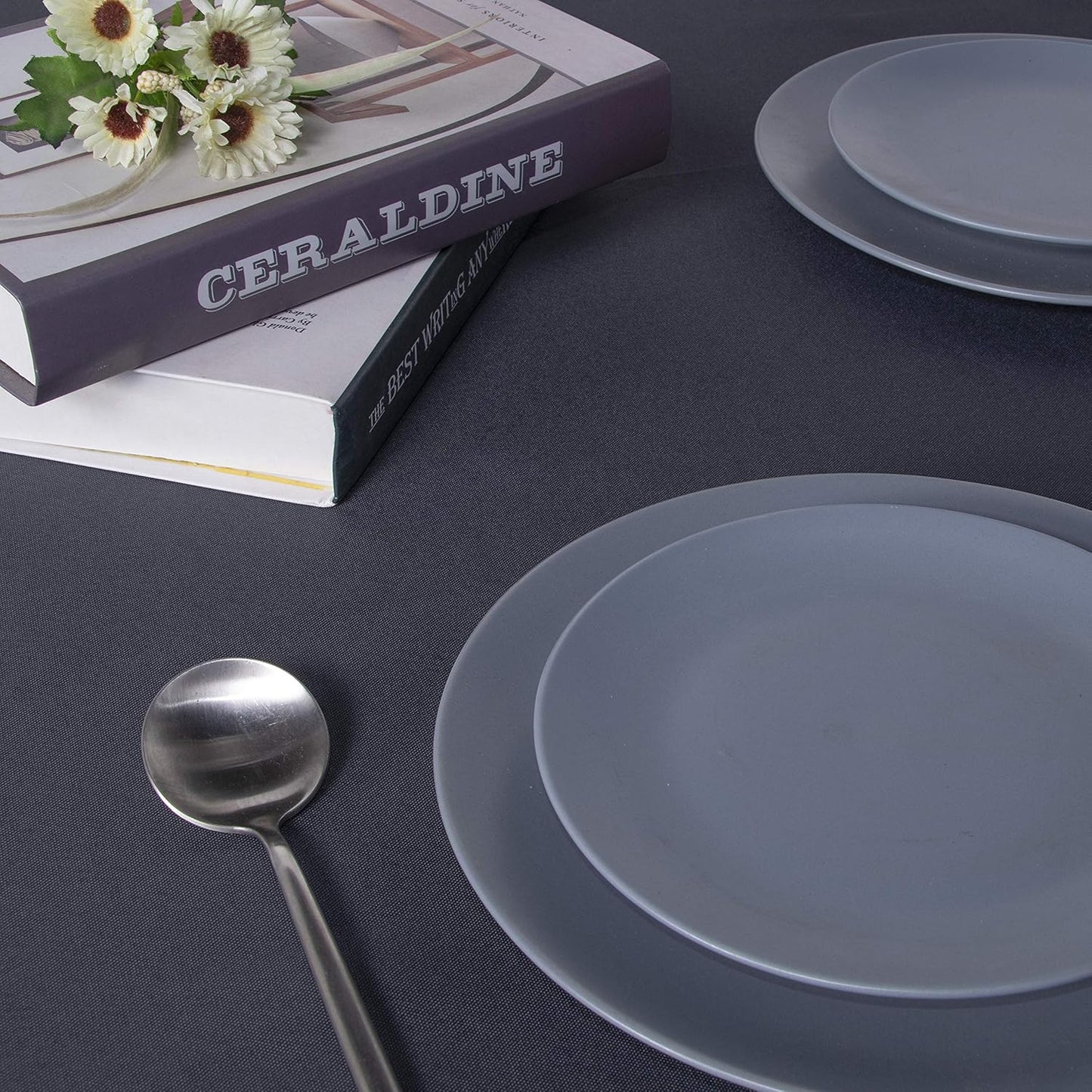 sancua Square Tablecloth - 54 x 54 Inch - Stain and Wrinkle Resistant Washable Polyester Table Cloth, Decorative Fabric Table Cover for Dining Tables, Buffet Parties and Camping, Grey