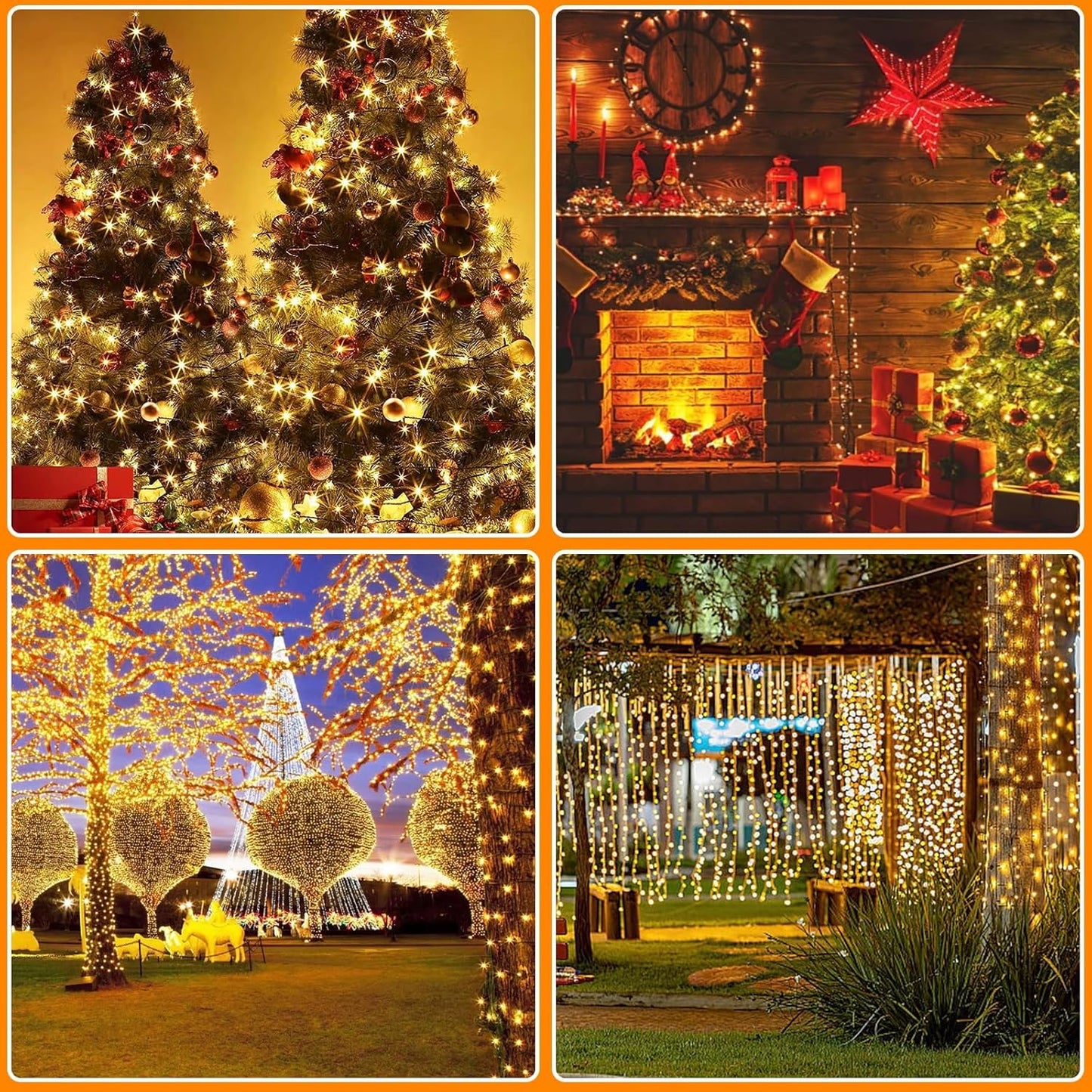 Battery Operated Christmas Lights, 33 FT 100 LED Mini String Lights with Timer and 8 Modes, Green Wire Outdoor Waterproof String Lights for Tree Xmas Indoor Holiday Party Garden Decor, Warm White