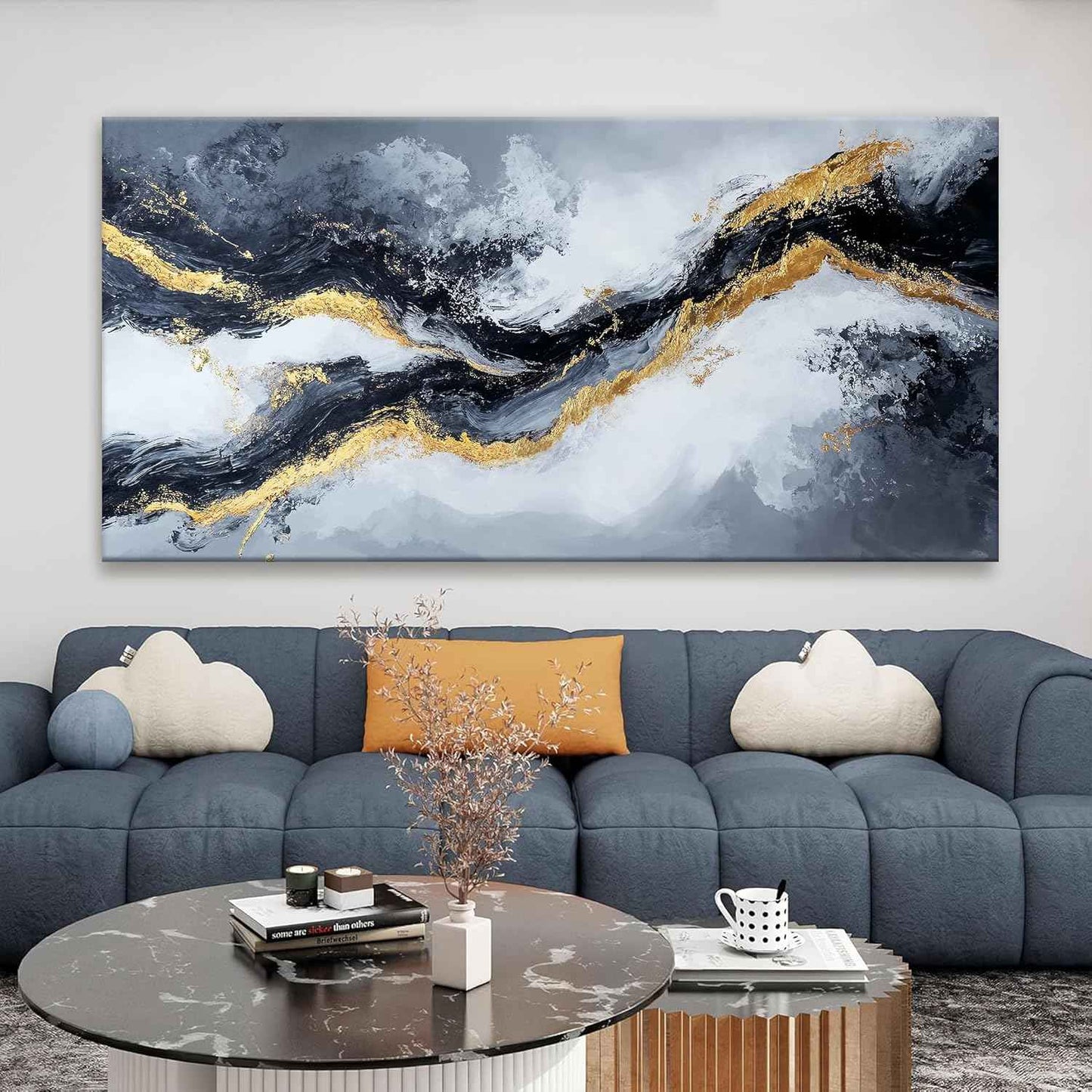 Abstract Art Wall Decor Large Modern Wall Art Pictures For Living Room Black And White Wall Art Prints Abstract Wall Art Artwork for Walls Canvas Art Wall Decor Home Office Wall Decoration 29" X 58"