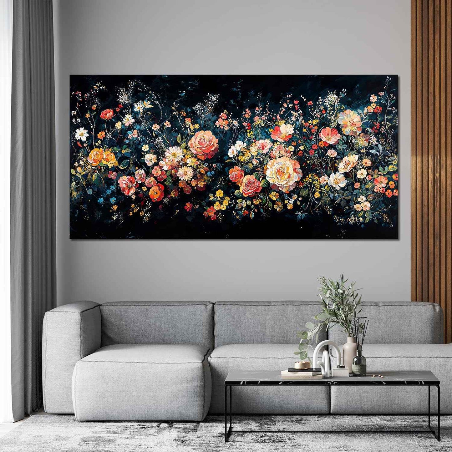 Canvas Wall Art Decor Wall Pictures for Living Room Large Canvas Art Wall Decor Vintage Green Wall Art Large Artwork for Walls Colorful Flower Wall Art Prints Bedroom Office Wall Art Decor 24" X 48"