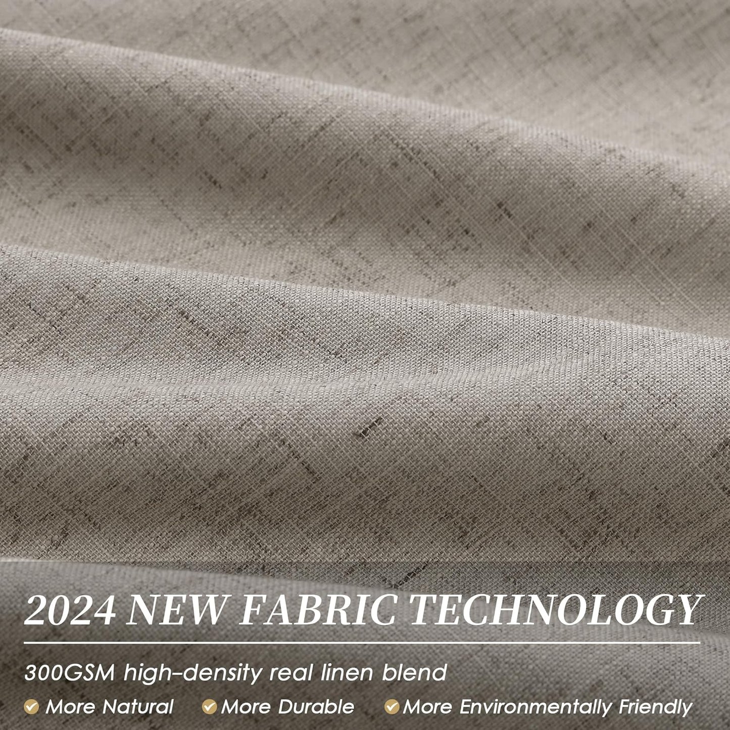 BOODII Dark Taupe Linen Blackout Curtains for Bedroom 84 Inch Length 2 Panels Set Room Darkening Curtains Black Out Curtain Neutral Thermal Insulated Living Room Nursery Drapes Back Tab 52x84