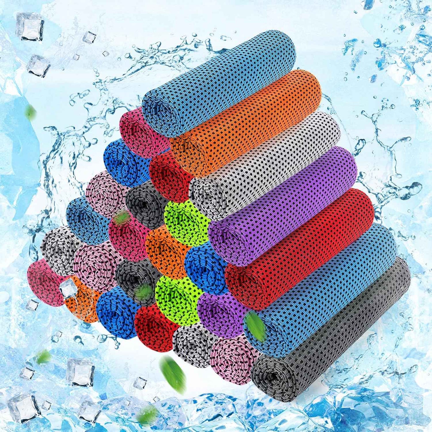 MADHOLLY 30 Packs Cooling Towels for Neck and Face - 31"x12" Bulk Breathable Cooling Towel for Hot Weather, Sweat Neck Wraps for Camping, Workout, Fitness Gym, Yoga, 10 Colors