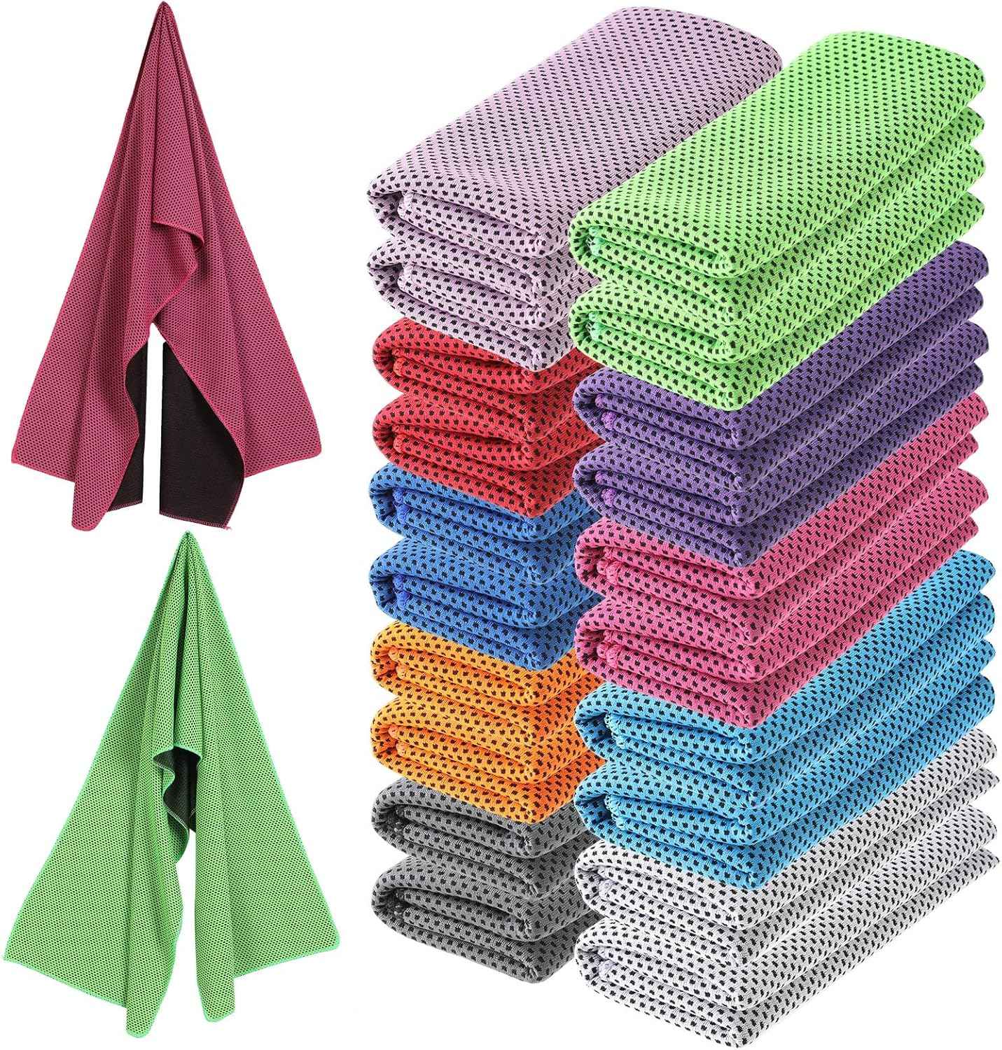 Hosuly 20 Pcs Cooling Towel 47 x 12 Inch Ice Towel for Neck, Microfiber Cool Towel, Breathable Soft Chilly Towel for Yoga, Sports, Gym, Camping, Golf, Running, Fitness, Workout(Multicolor, 20 Pcs)