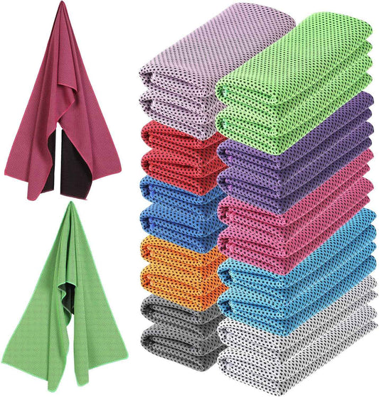 Hosuly 20 Pcs Cooling Towel 47 x 12 Inch Ice Towel for Neck, Microfiber Cool Towel, Breathable Soft Chilly Towel for Yoga, Sports, Gym, Camping, Golf, Running, Fitness, Workout(Multicolor, 20 Pcs)