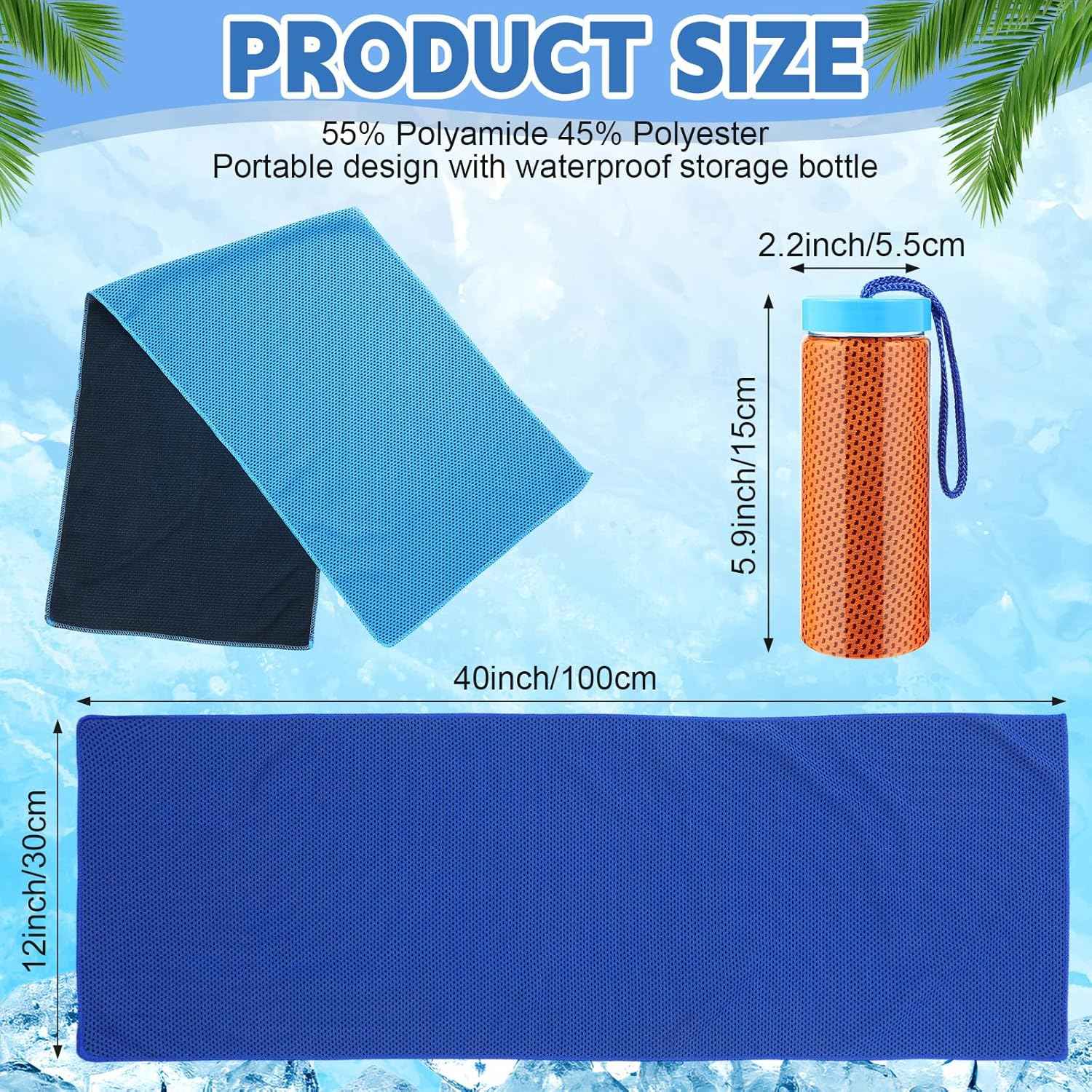 Peryiter 20 Pack Bulk Cooling Towels for Neck and Face Ice Towel Quick Drying Sweat Towels Breathable Portable Yoga Towels with Storage Lanyard Bottle for Fitness Yoga 10 Colors (39 x12 Inches)