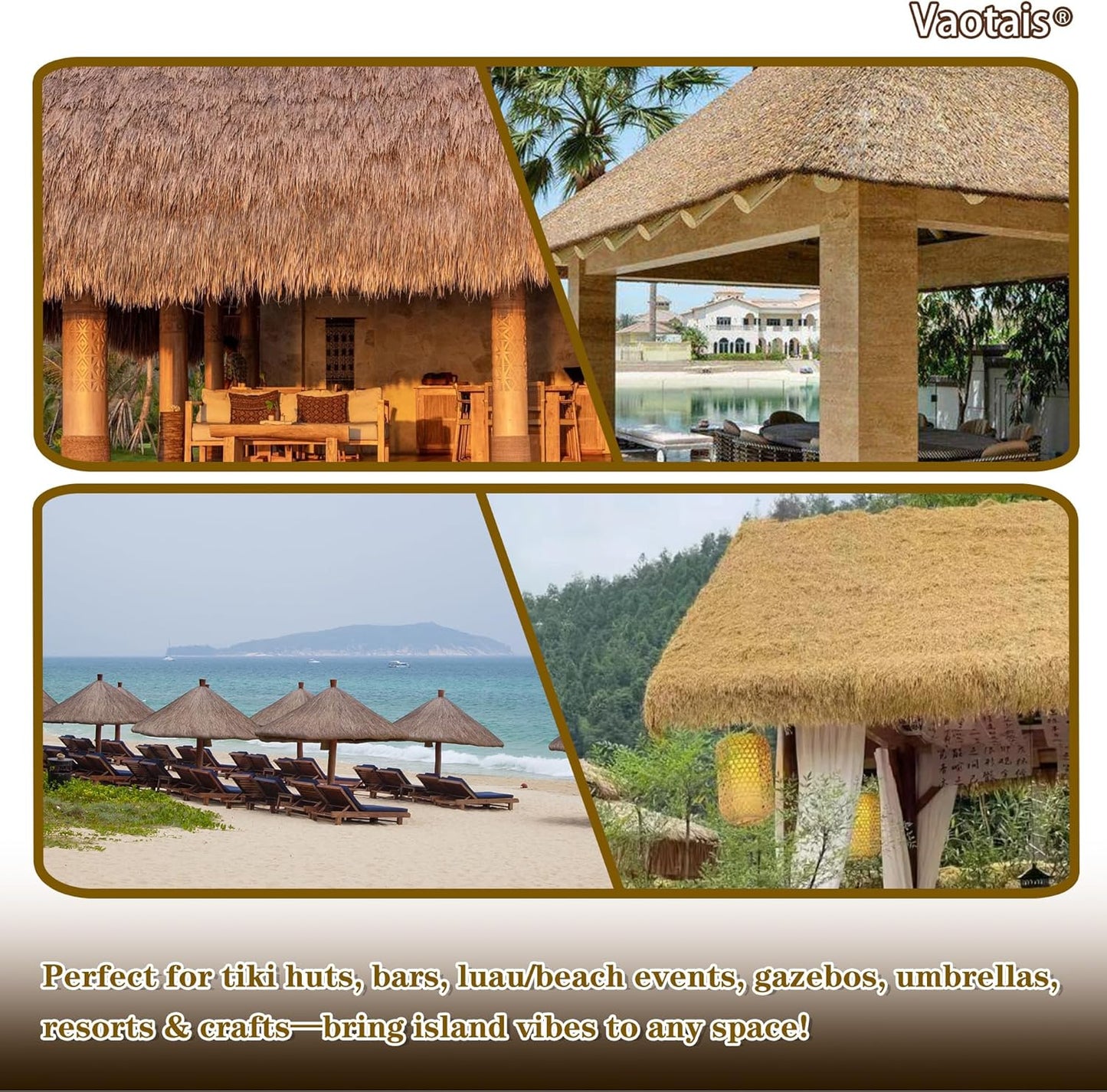 Realistic Synthetic Thatch Roll Sun-Bleached Yellow - 18 & 30 Inch Widths - Reinforced Weave for Mexican Palapa, Tiki Bars, Hawaiian Parties & Patio Decor (18 Inch Width x 4 Feet Length)