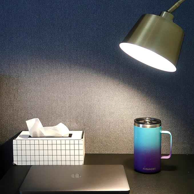 KXIAOCHEN 20oz Insulated Coffee Mug with Lid, Stainless Steel Coffee Cup, Double Wall Vacuum Coffee Tumbler with Handle, Premium Thermal Travel Coffee Mug (Blue Green+Purple)