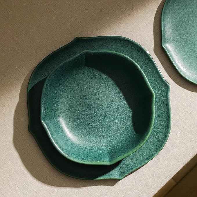 Stone Lain Baskerville 24-Piece Dinnerware Set Stoneware, Green