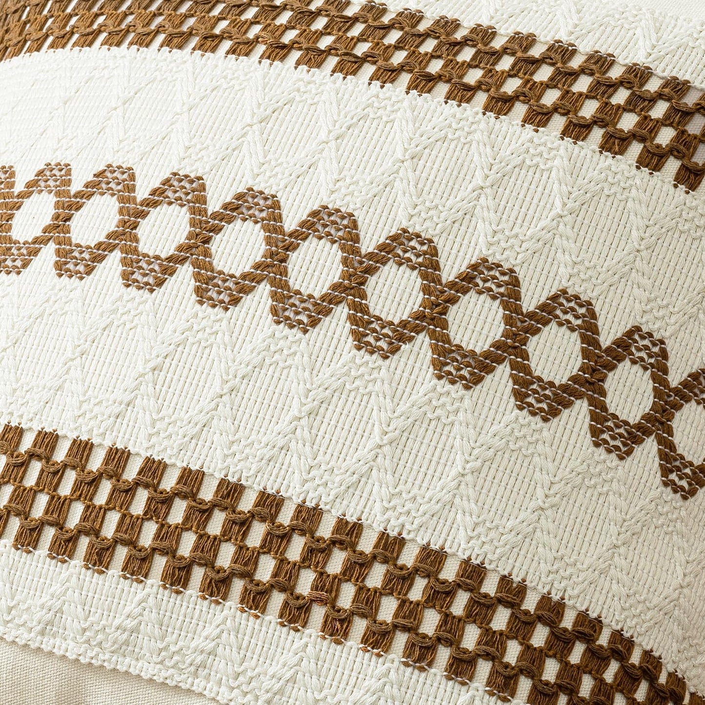 MIULEE Set of 2 Coco Brown Boho Decorative Lumbar Pillow Covers 12x20 Inch Farmhouse Rustic Couch Throw Pillows Modern Cotton Cushion Covers Retro Cute Macrame Woven Home Decor for Bed Sofa Chair