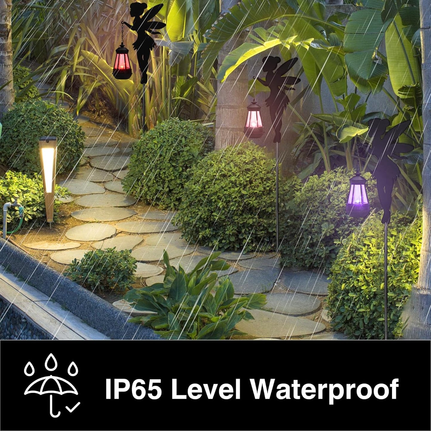 Fairy Garden Accessories Lawn Ornaments 1 Pair - Solar Lights Halloween Decorations Outdoor Garden Statue, Metal Stakes Decorative Figurines for Yard Decor, Patio (Type B Color-Shifting Lighting)