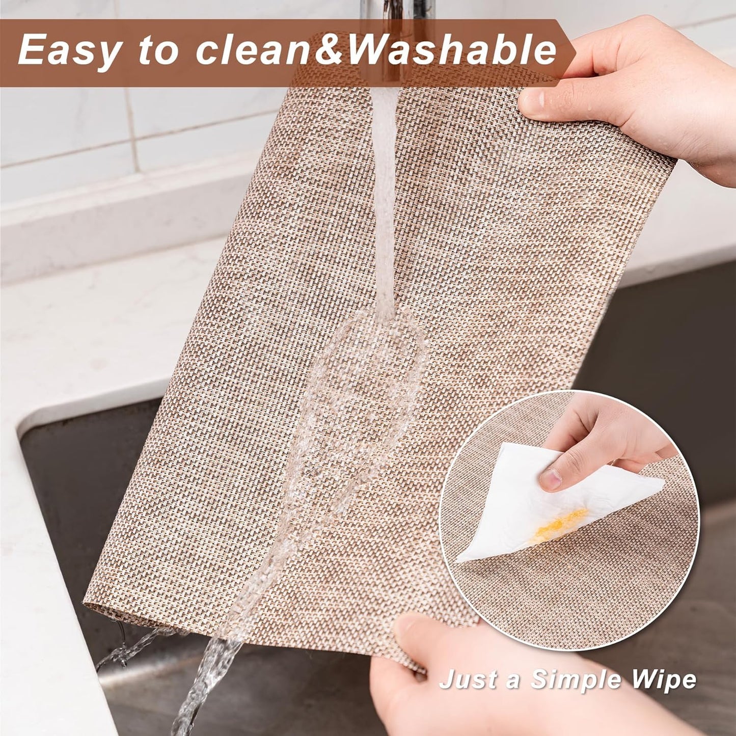 Placemats Set of 6 Washable Indoor/Outdoor Vinyl Place Mats for Dining Table Durable Non-Slip Heat Resistant PVC Weave Table Mats(Black White)