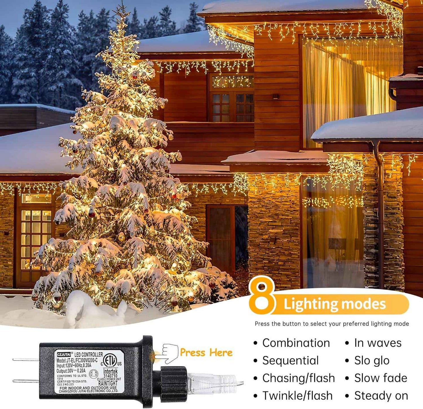 33FT 300 LED Icicle Lights Outdoor Waterproof Icicle Christmas Lights with 50 Drops Warm White String Lights for Wedding Party Holiday Christmas Indoor Decorations,Warm White