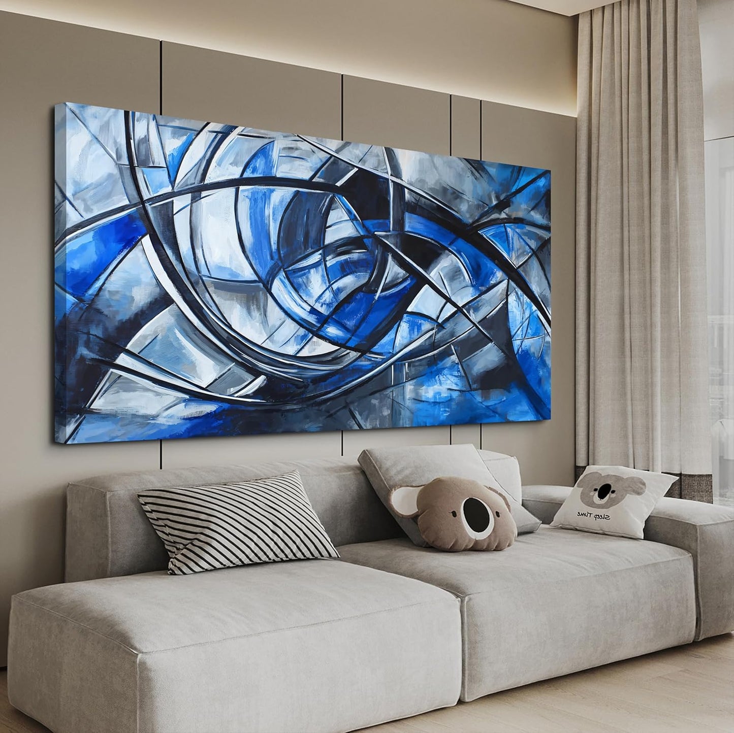 Abstract Wall Art Decor Wall Art Pictures for Living Room Abstract Canvas Art Wall Decor Modern Blue Wall Art Prints Artwork for Walls Black and White Wall Art Decorations Home Office Decor 20" X 40"