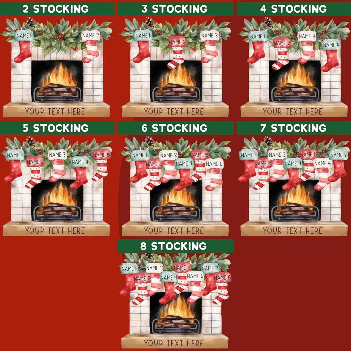 Christmas 2026 Family Ornaments Personalized - Up to 7 Names - Custom Fireplace Mantle Ornament w/Names, Family Christmas Tree Ornament, Personalized 2025 Xmas Ornaments