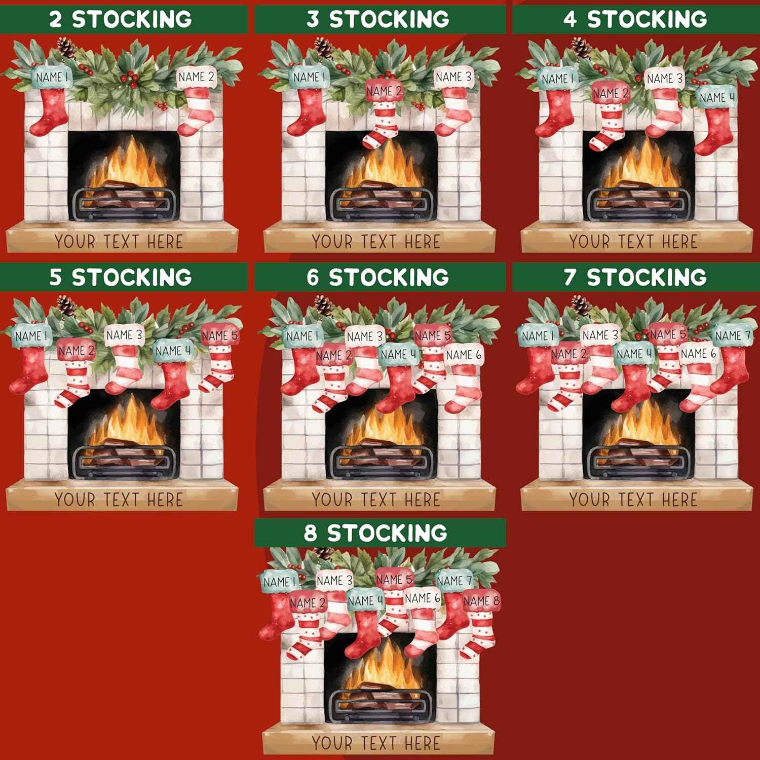 Christmas 2026 Family Ornaments Personalized - Up to 7 Names - Custom Fireplace Mantle Ornament w/Names, Family Christmas Tree Ornament, Personalized 2025 Xmas Ornaments