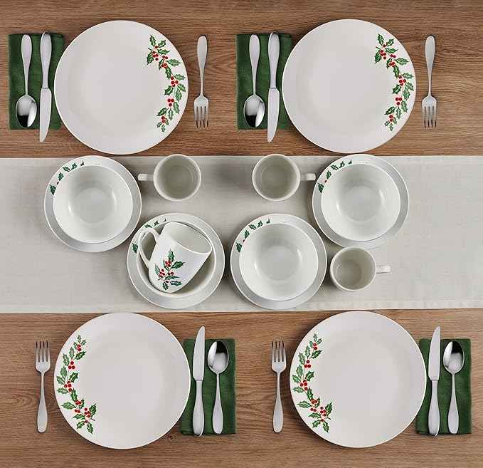 Studio Nova Holiday Cheer 16 Piece Dinnerware Set, Service for 4, Multicolor