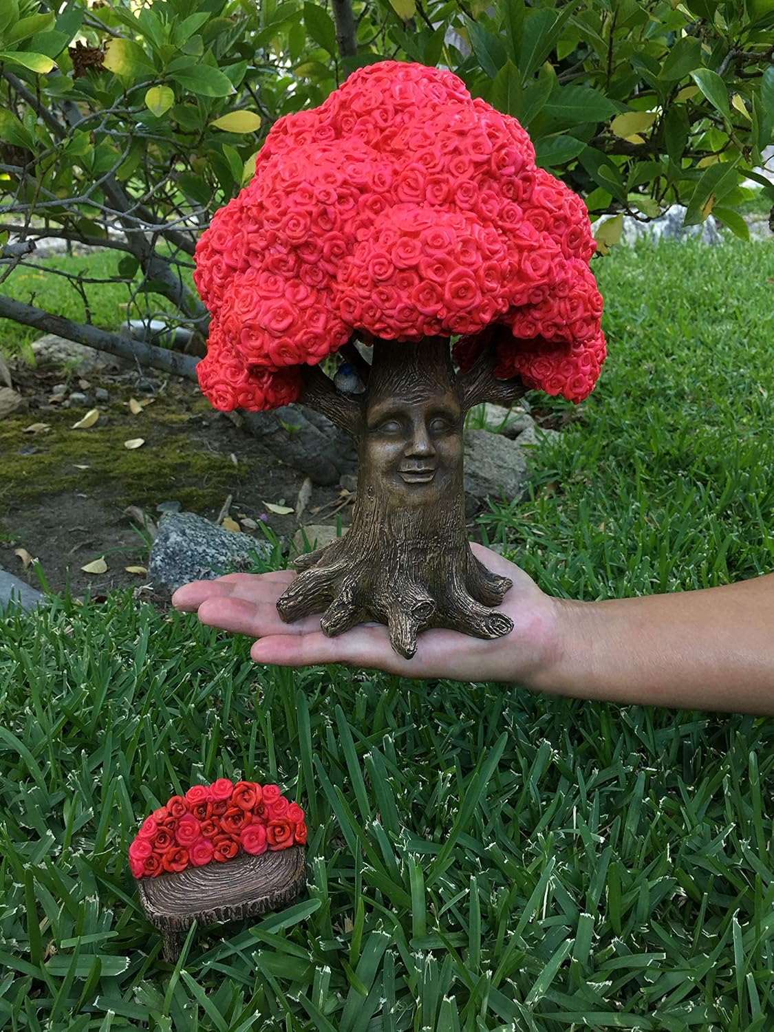 GlitZGlam Fairy Garden Miniature Tree: Mrs. Rose The Pink Rose Tree of Azar (9 Inch Tall) for The Garden Fairies and Gnomes - from The Beautiful Azarian Collection. A Fairy Garden Accessory