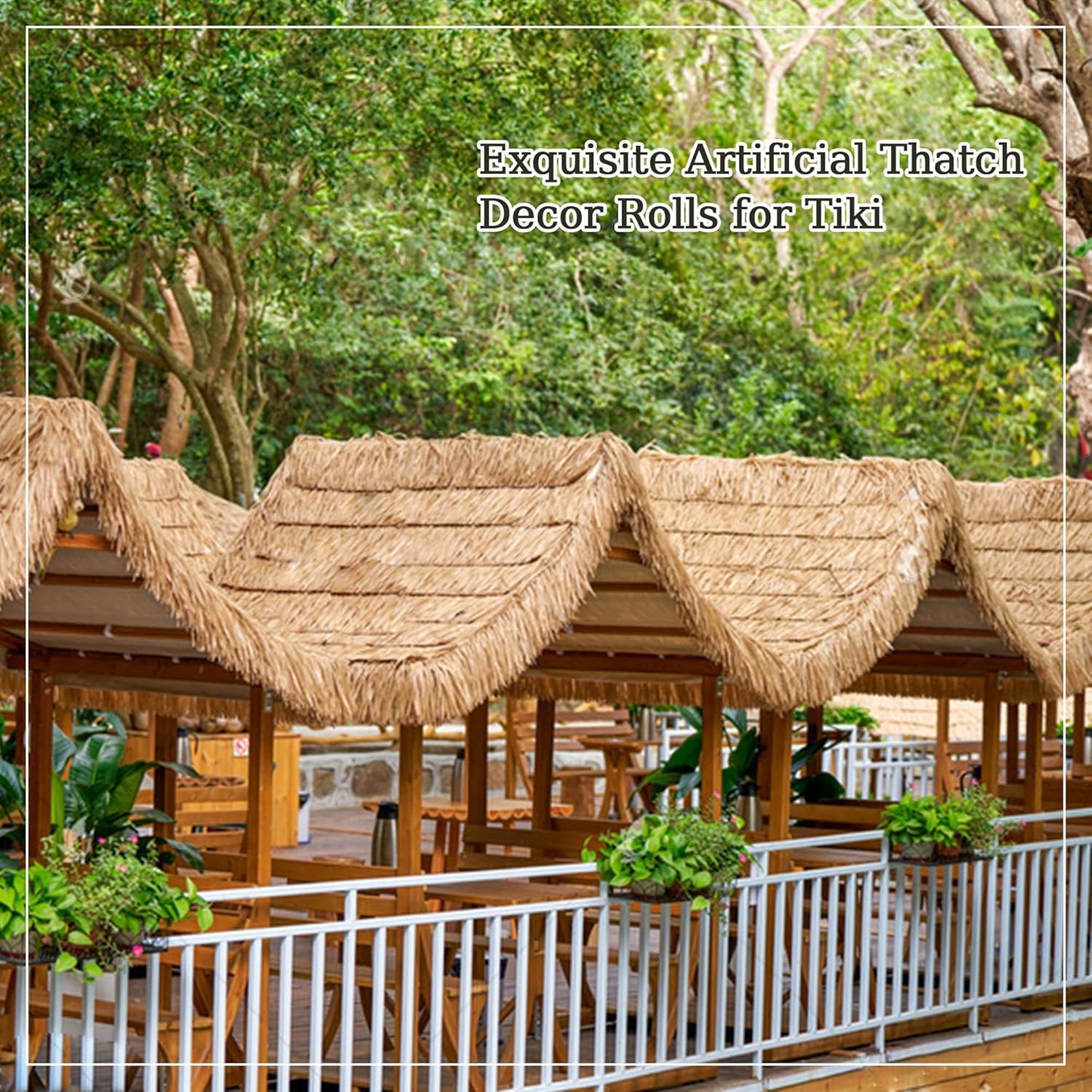Premium Mexican Style Artificial Palm Thatch Roof Rolls. 5 Lengths, 2 Colors. Waterproof. Easy Install. Ideal for Tiki Bars, Parties, Gardens & Fences (30ft x 16in - Straw Yellow)