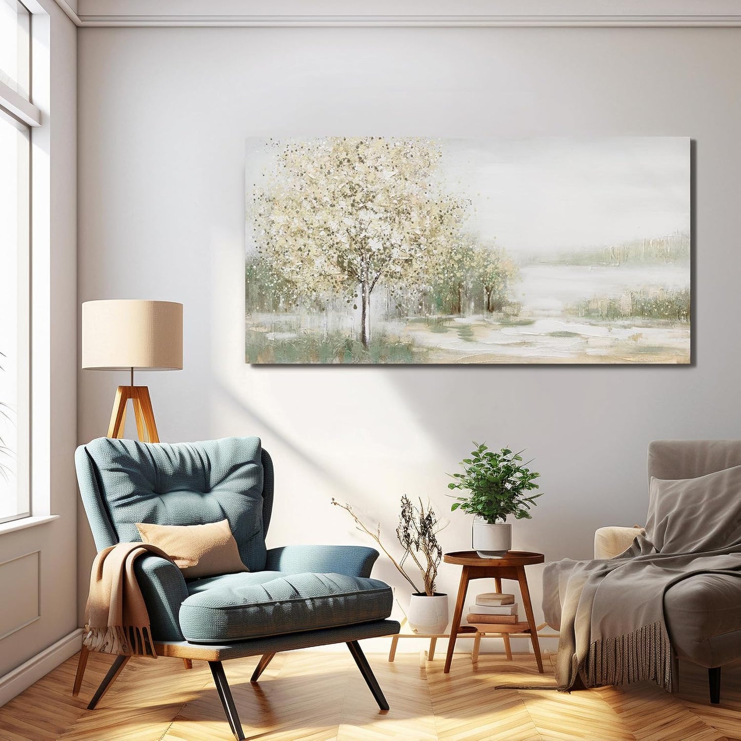 Green Wall Art Modern Nature Wall Art Canvas Art Wall Decor Spring Scene Wall Art Decor Artwork Large Wall Art Prints for Room Living Room Bedroom Office Decor 24X48 inch