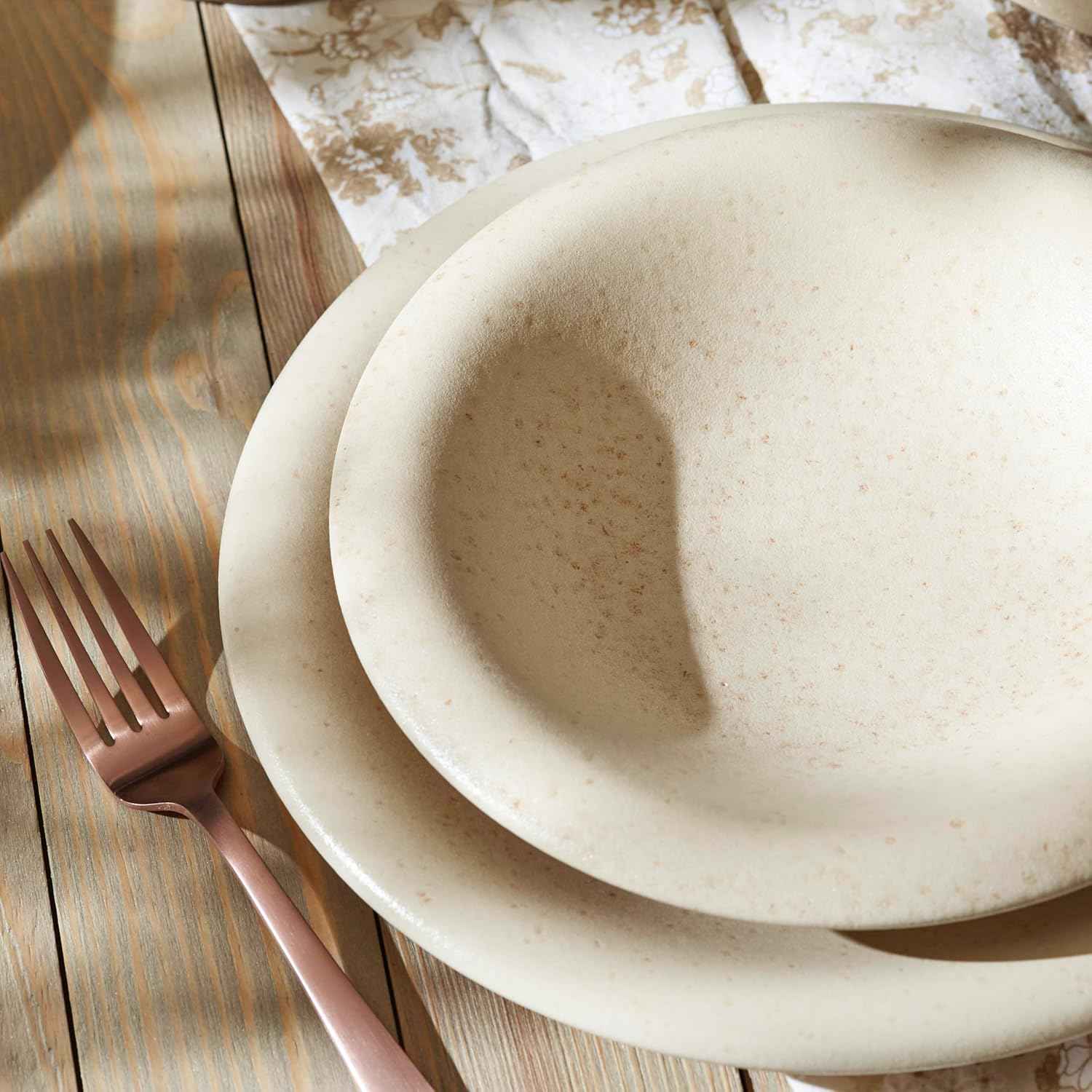Porto by Stone Lain Aro 12-Piece Premium Kitchen & Dining Dinnerware Set Stoneware, Cream Matte, Crafted in Portugal, Dishwasher and Microwave Safe Scratch-Resistant Dish Set for 4