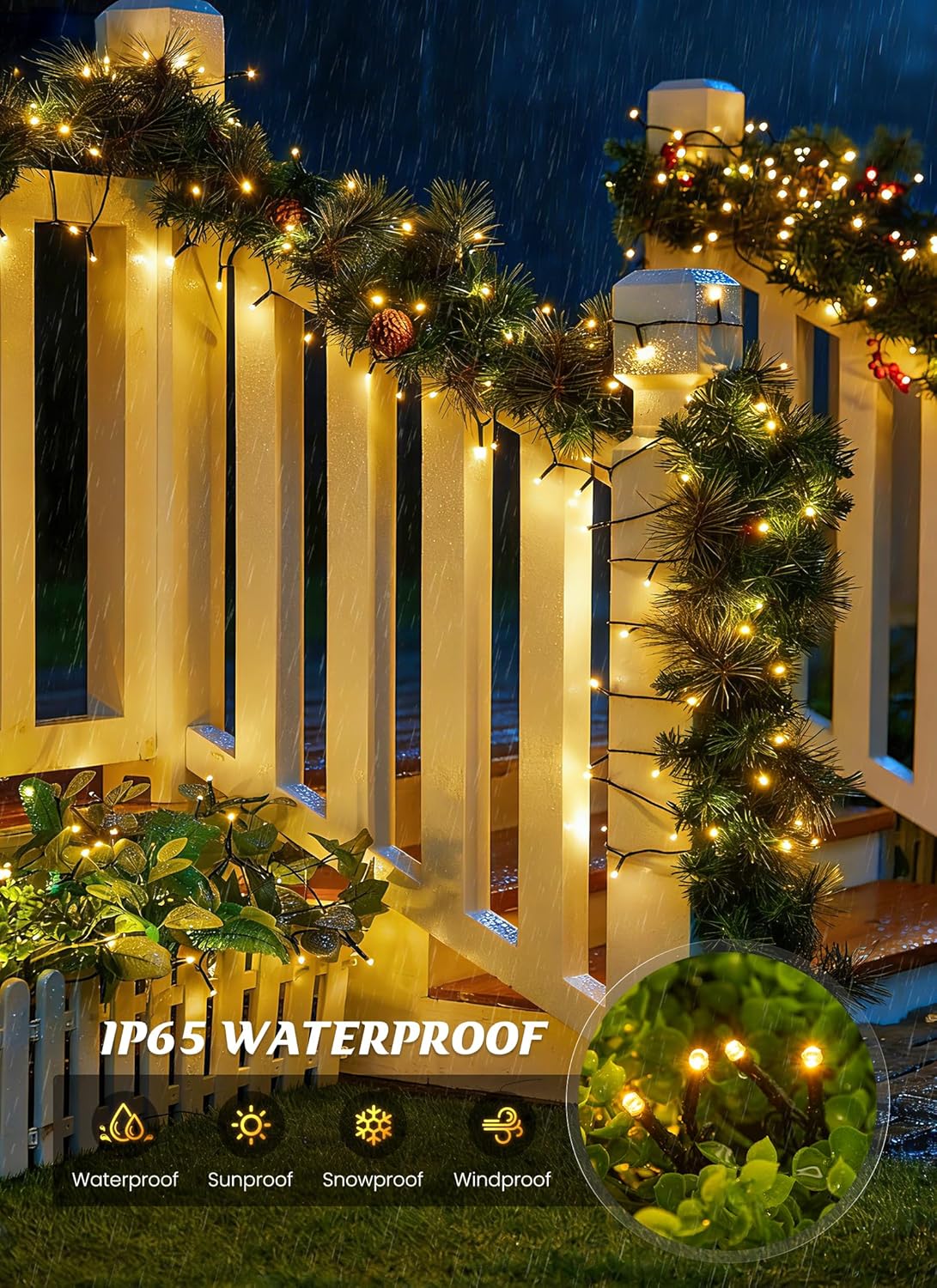Brightown 2 Pack Solar String Lights Outdoor Waterproof, 80 FT 200 LED Solar Powered Christmas Lights with 8 Modes, Auto On/Off, Patio Lights for Outside Tree Garden Balcony Party Decor (Warm White)