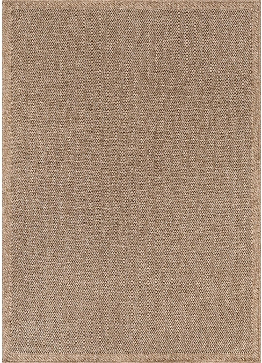 CAMILSON Easy Jute Rug 10x14, Indoor Outdoor Natural Color Fiber Area Rugs for Living Room Patio and Kitchen Rug Herringbone Woven Design Easy-Cleaning Washable Outside Carpet Alfombras 10 x 14