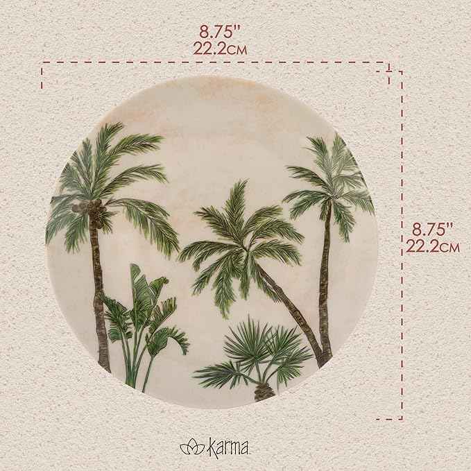 Karma, 8.75 inches Melamine Salad Plates Set of 4, Reusable Dishwasher Safe Plates for Outdoor and Indoor, Makai