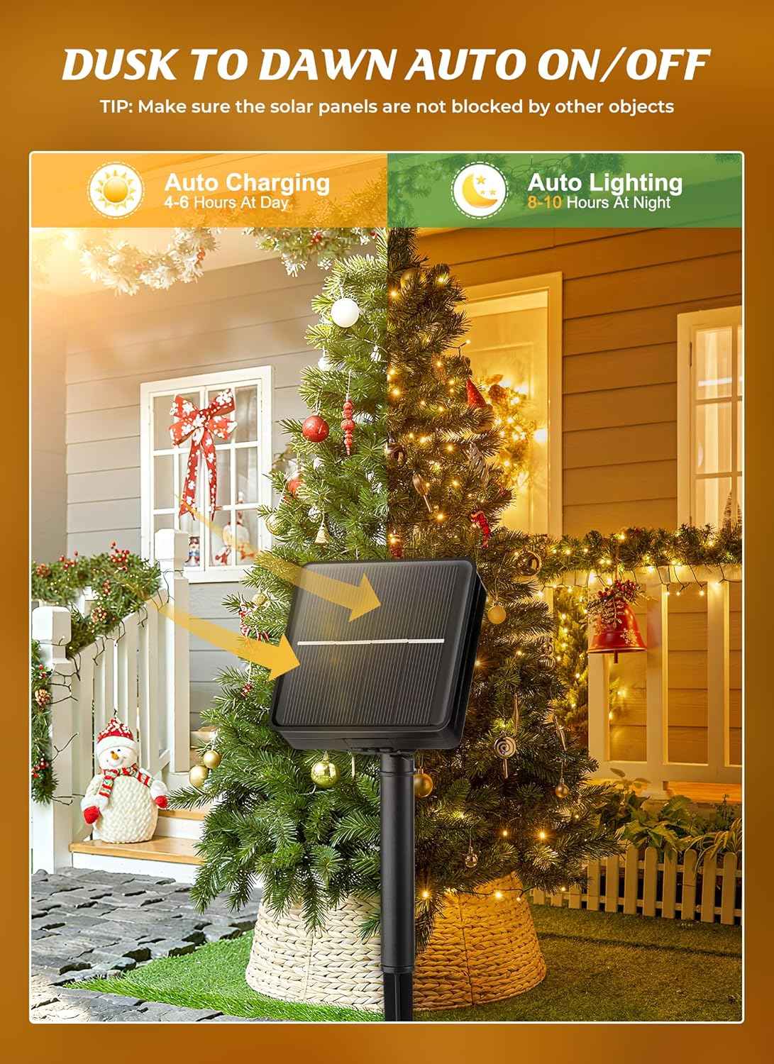 Brightown 2 Pack Solar String Lights Outdoor Waterproof, 80 FT 200 LED Solar Powered Christmas Lights with 8 Modes, Auto On/Off, Patio Lights for Outside Tree Garden Balcony Party Decor (Warm White)