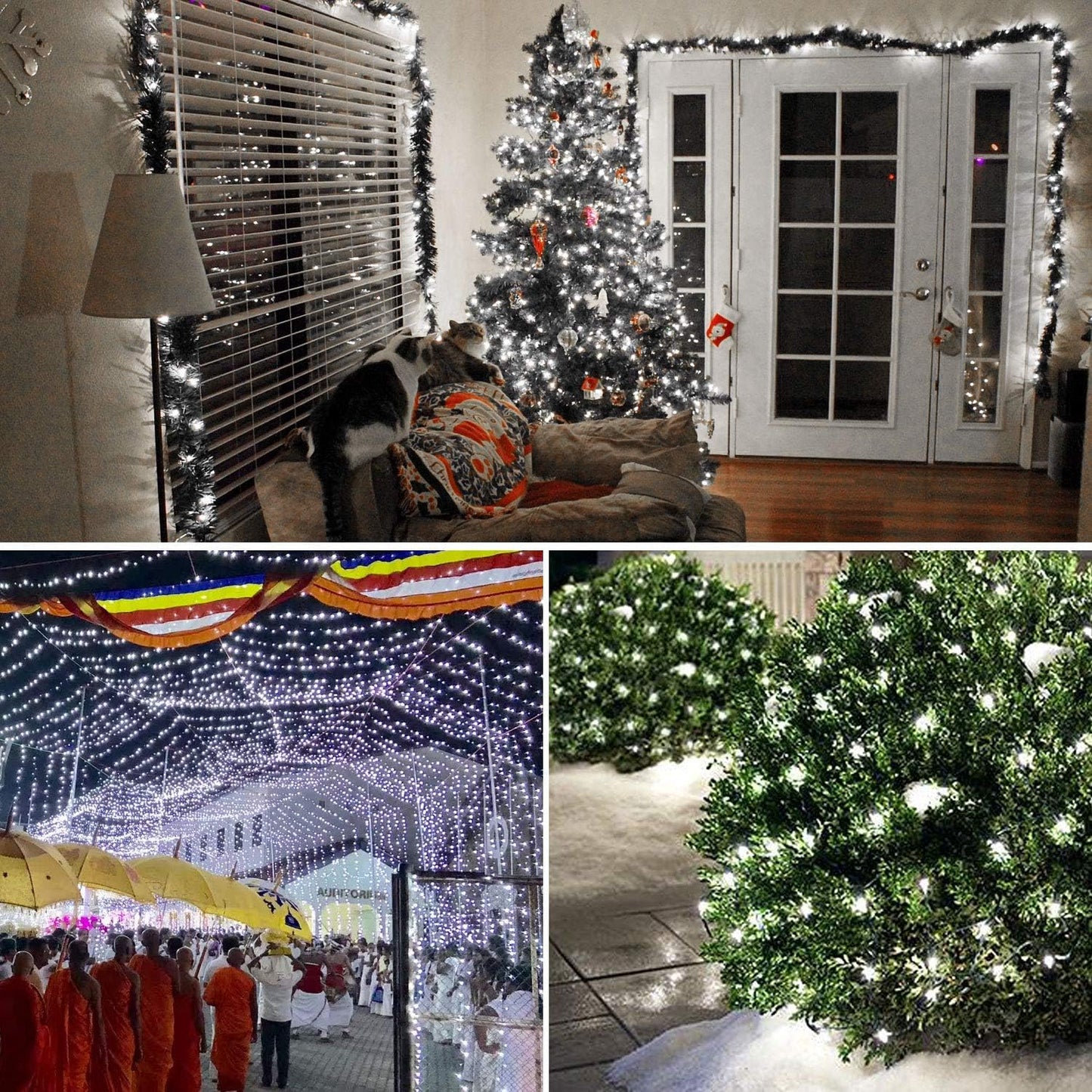 33FT 100 LEDs String Lights Waterproof Fairy Lights 8 Modes with Memory 30V UL Certified Power Supply for Home, Garden, Wedding, Party, Christmas Decoration Indoor Outdoor (Cool White)