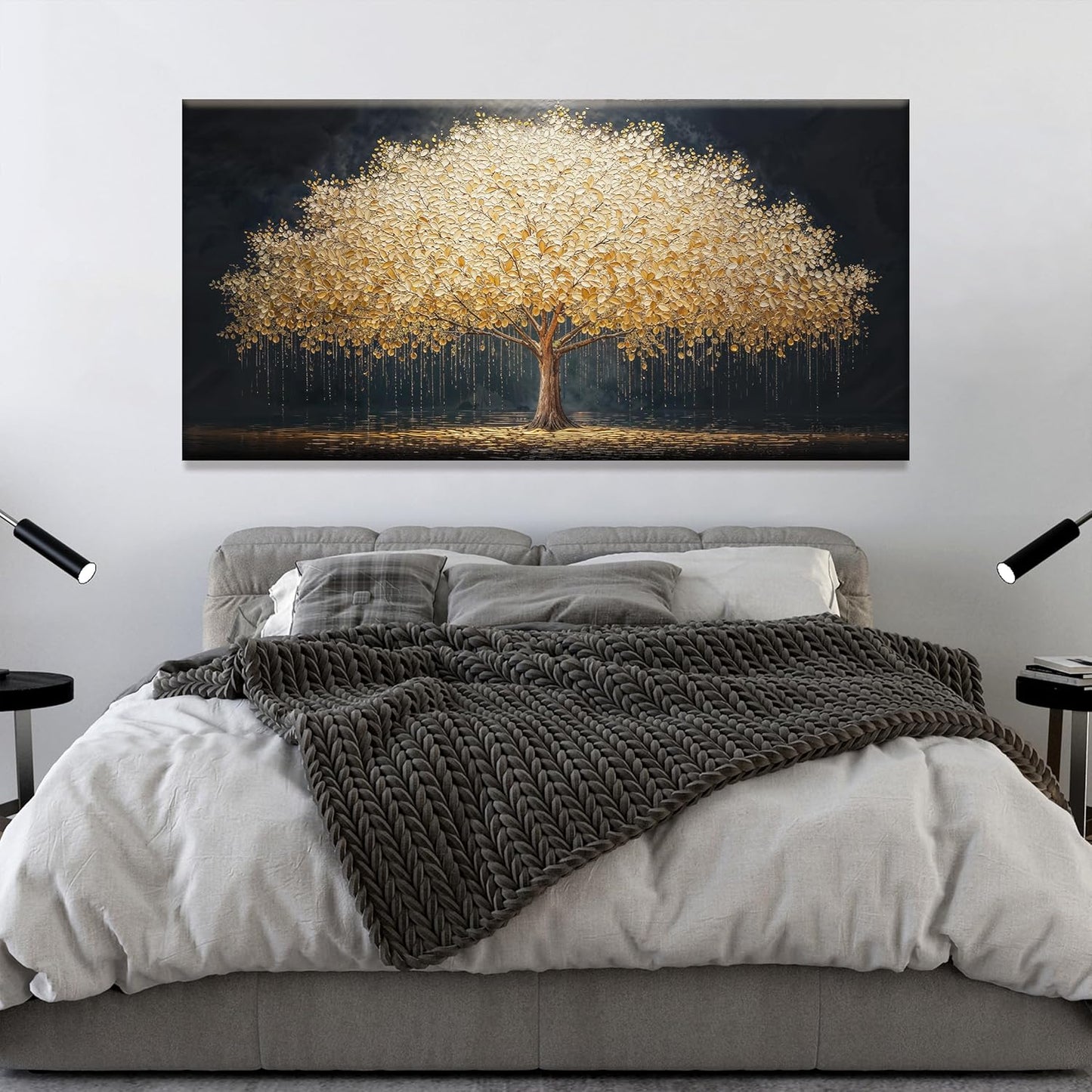 Tsomzxng Abstract Wall Art Gold Tree Of Life Artwork Canvas Art Wall Decor Painting Prints Gold Tree Large Abstract Wall Decor Picture For Living Room Bedroom Home Office Artwork 29"X 58"