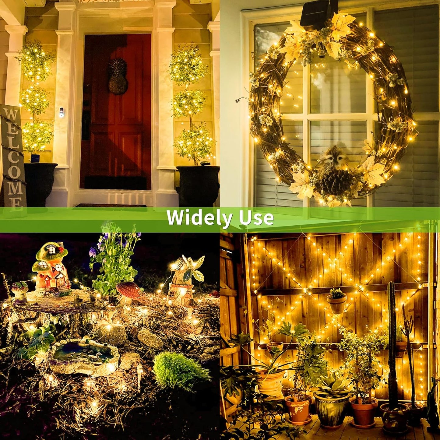 ALENEY Solar String Lights Outdoor, 99 Feet 300 LEDs 8 Modes Solar Fairy Lights for Outside, Waterproof Outdoor Light for Patio Yard Christmas Tree Halloween Wedding Party Decorations, Warm White