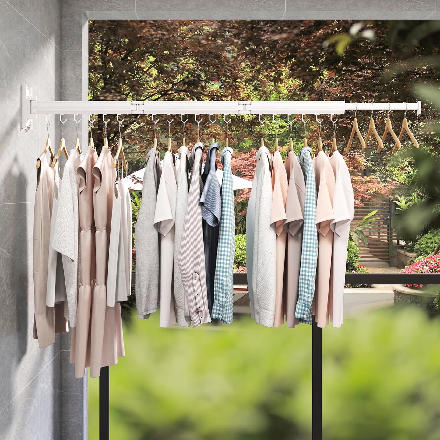 Laundry Rack Wall Mounted,Clothes Drying Rack,Drying Rack Clothing,Clothes Rack,Laundry Hanger Rack,Laundry Drying Rack,Drying Rack Wall Mounted,Retractable ,Collapsible,White Color（J-type Hooks）