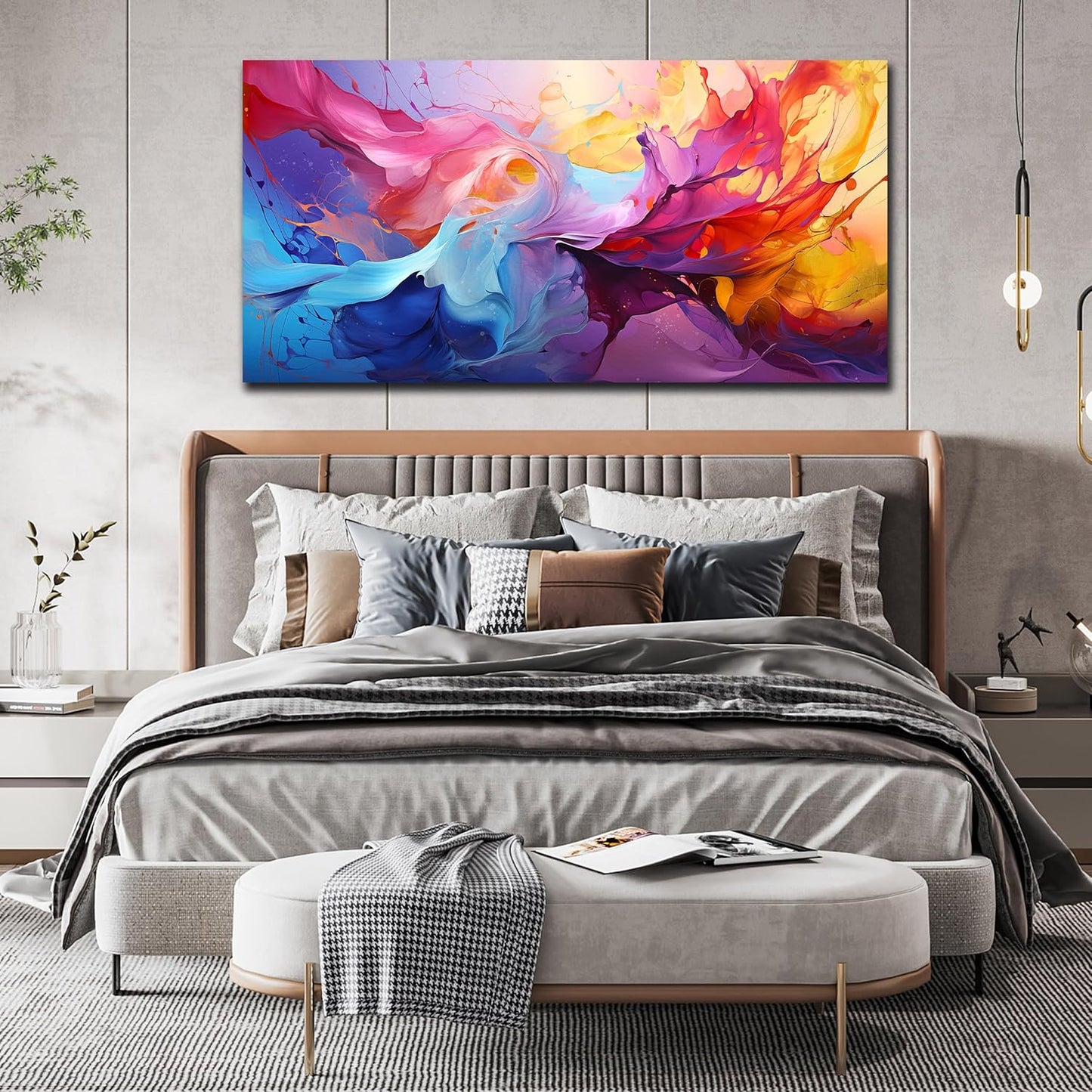GUGIKA Abstract Wall Art for Living Room, Colorful Canvas Wall-Art for Bedroom, Print, 29x59 Inches