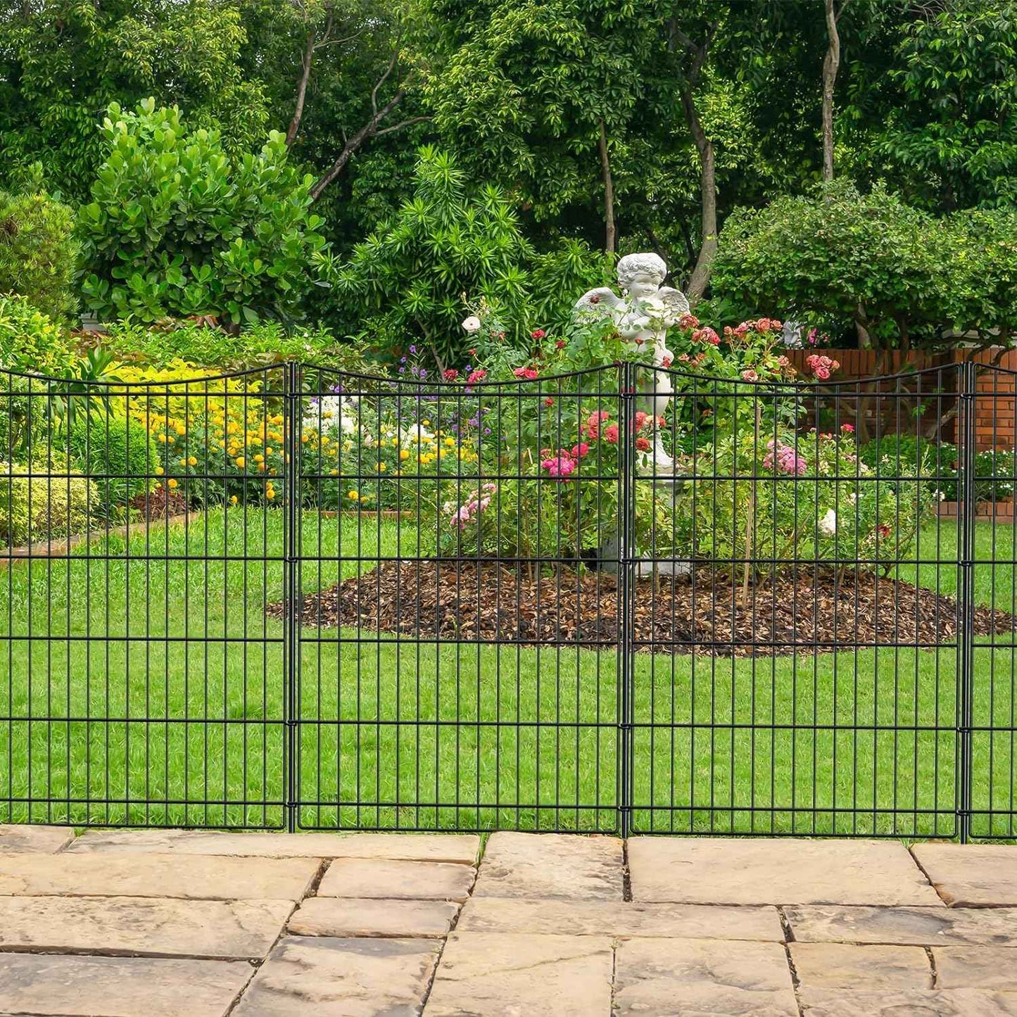 INJOPEXI Decorative Garden Fence 6 Panels 13ft(L)×36in(H) Garden Fences with 6 Panels Rustproof Metal Wire No Dig Temporary Animal Barrier Fencing Outdoor Dog Fence for Yard Patio - Without Gate