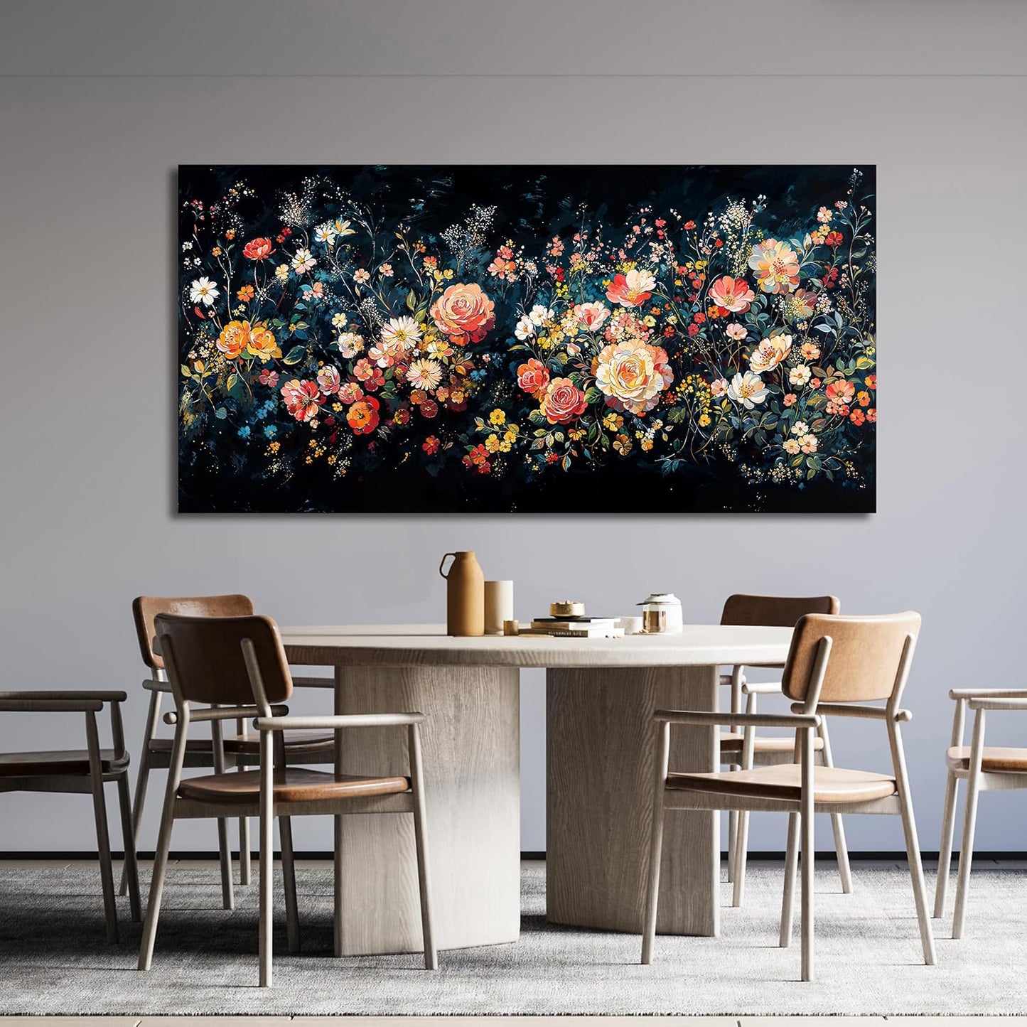 Canvas Wall Art Decor Wall Pictures for Living Room Large Canvas Art Wall Decor Vintage Green Wall Art Large Artwork for Walls Colorful Flower Wall Art Prints Bedroom Office Wall Art Decor 24" X 48"