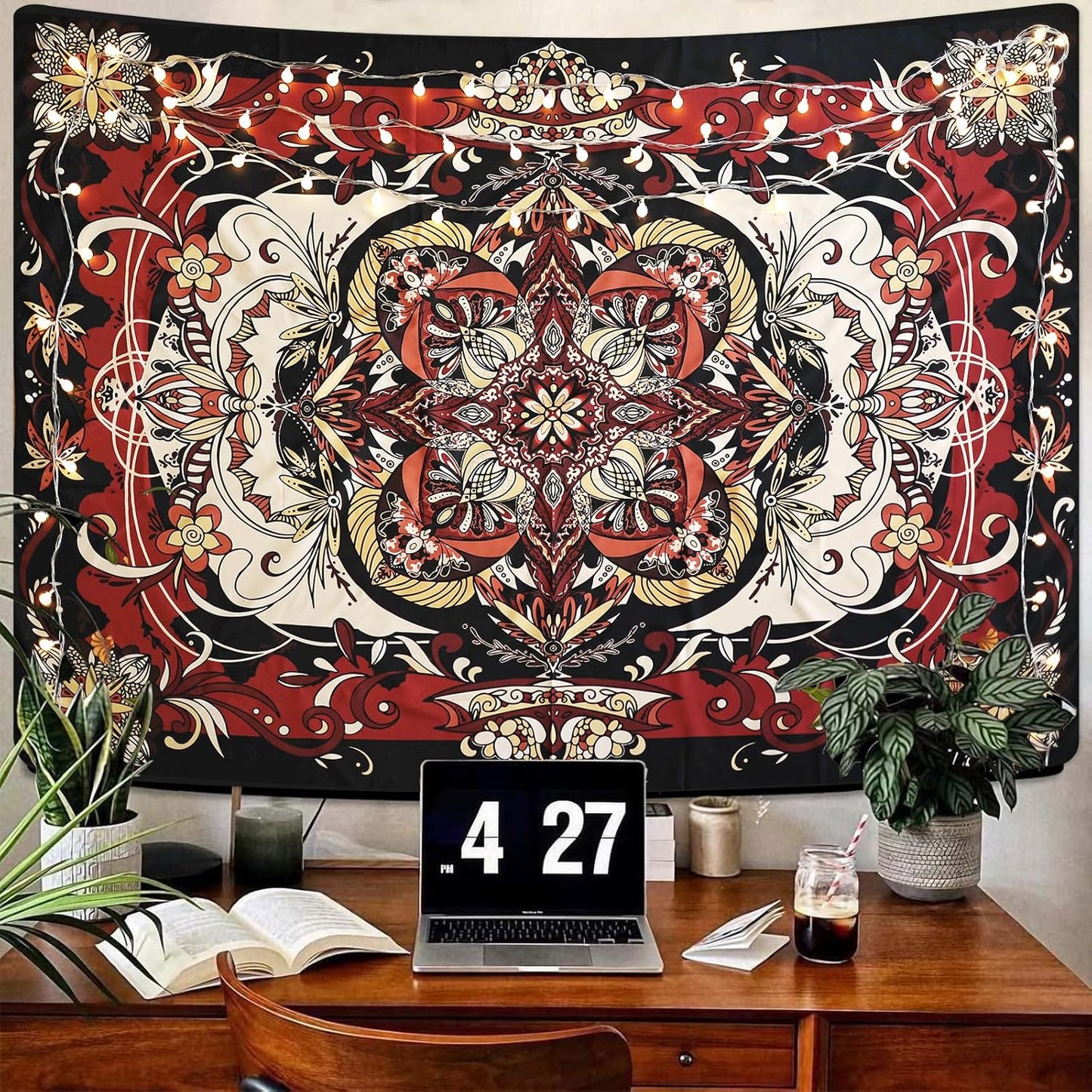 CHDGDHC Mandala Tapestry - Moth Wall Hanging, UV Resistant, Machine Washable, Lightweight, Psychedelic Bedroom Aesthetic Decor for Bedroom, Living Room, Yoga Room - 39.37x29.92 Inch