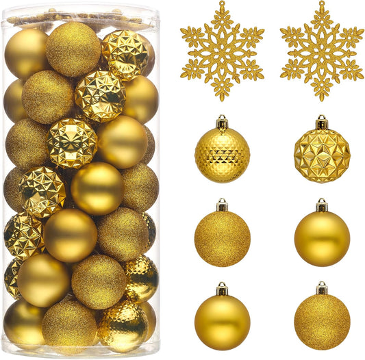 Valery Madelyn Christmas Tree Decorations Ornament Set for Fall Halloween, 50ct 2.36 Inches Gold Shatterproof Christmas Ball Ornaments Hanging Xmas Holiday Party Decor