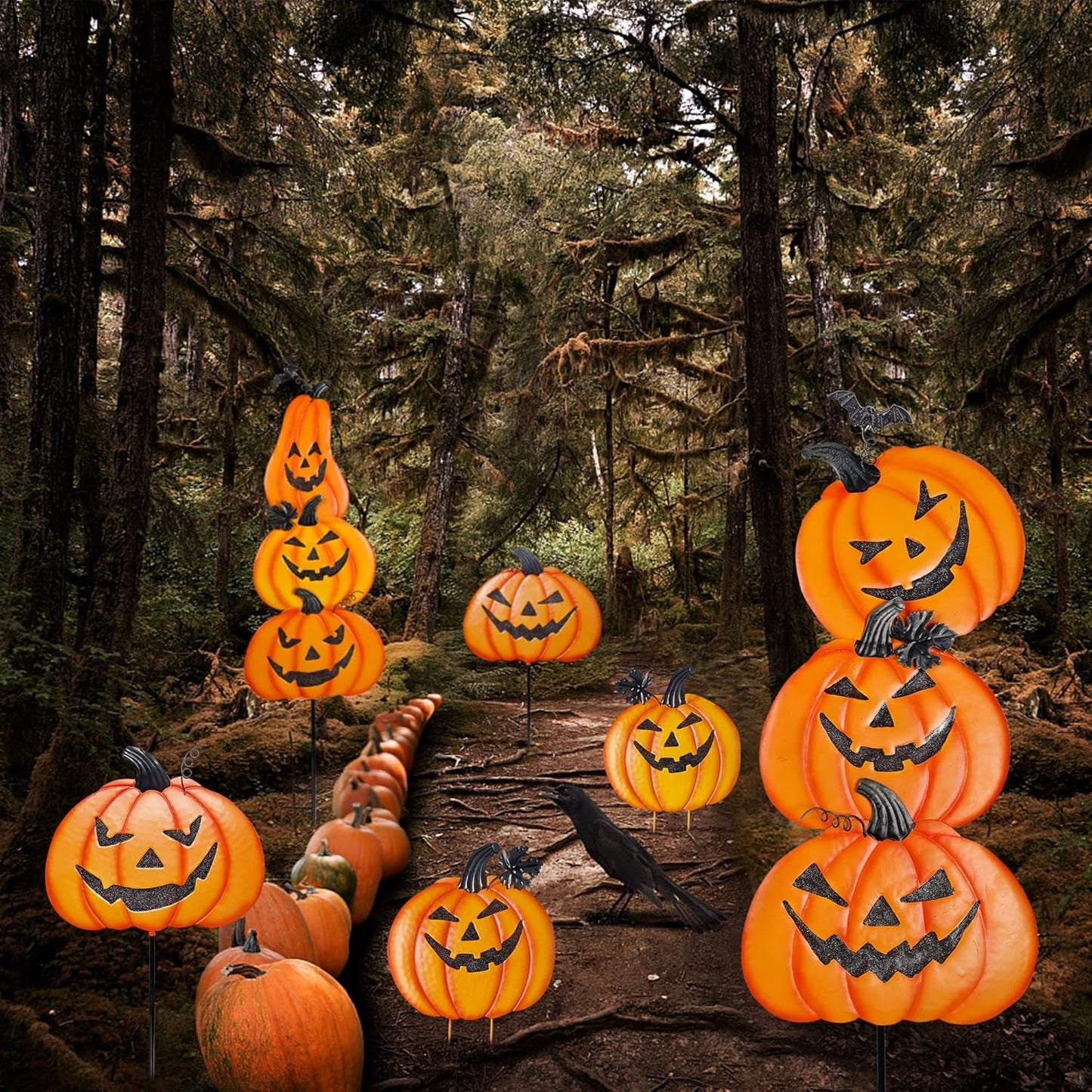 2 Pack Halloween Yard Decoration Stakes, Trick or Treat Happy Halloween Yard Signs for Halloween Outdoor Decor