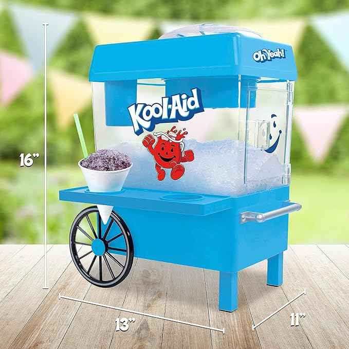Nostalgia Kool-Aid Snow Cone Shaved Ice Machine - Retro Table-Top Slushie Machine Makes 20 Icy Treats - Includes 2 Reusable Plastic Cups & Ice Scoop - Blue