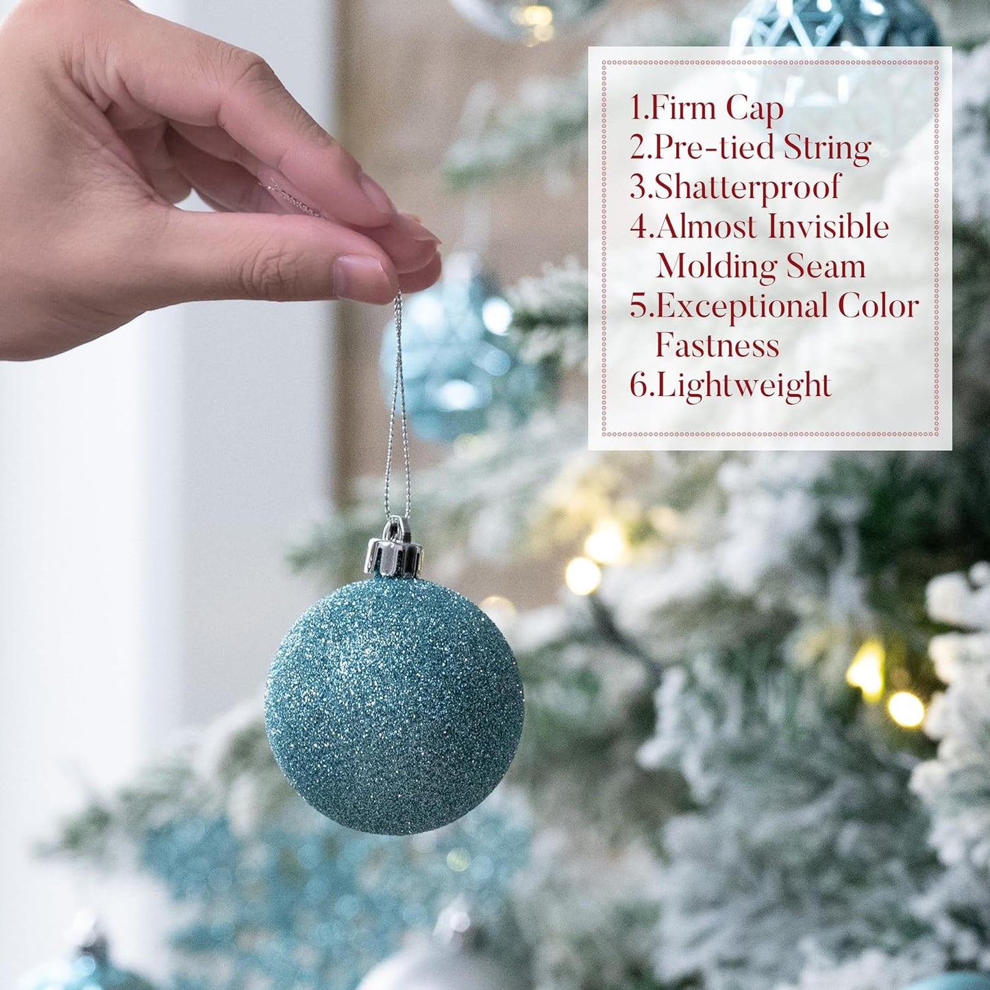 Valery Madelyn Christmas Tree Decorations Ornament Set for Fall Halloween, 50ct 2.36 Inches Light Blue Silver Shatterproof Christmas Ball Ornaments Hanging Xmas Holiday Party Decor