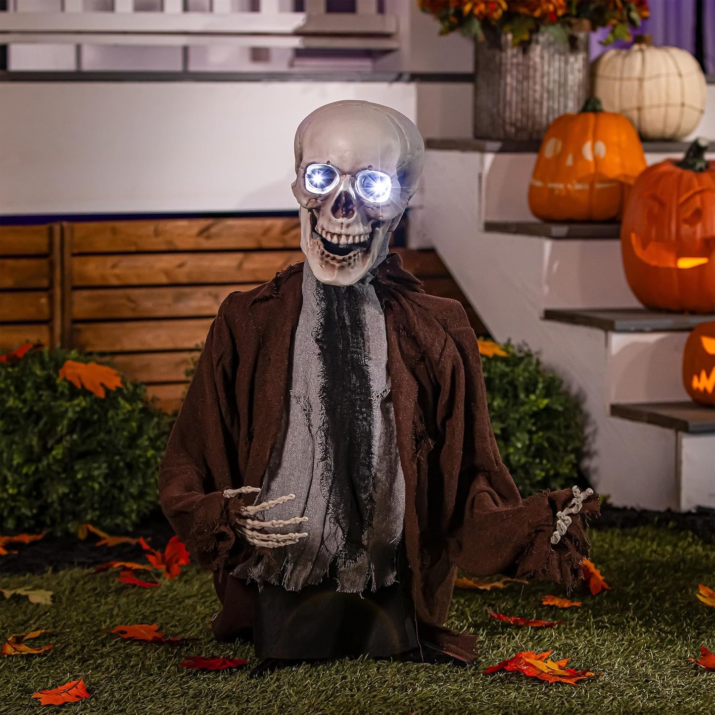 Evergreen Animated Groundbreaker Zombie for Halloween Outdoor Decoration, Sound Activated Zombie with Sporky Sound & Glowing Eyes, Halloween Props for Graveyard Lawn Yard Haunted House Decor