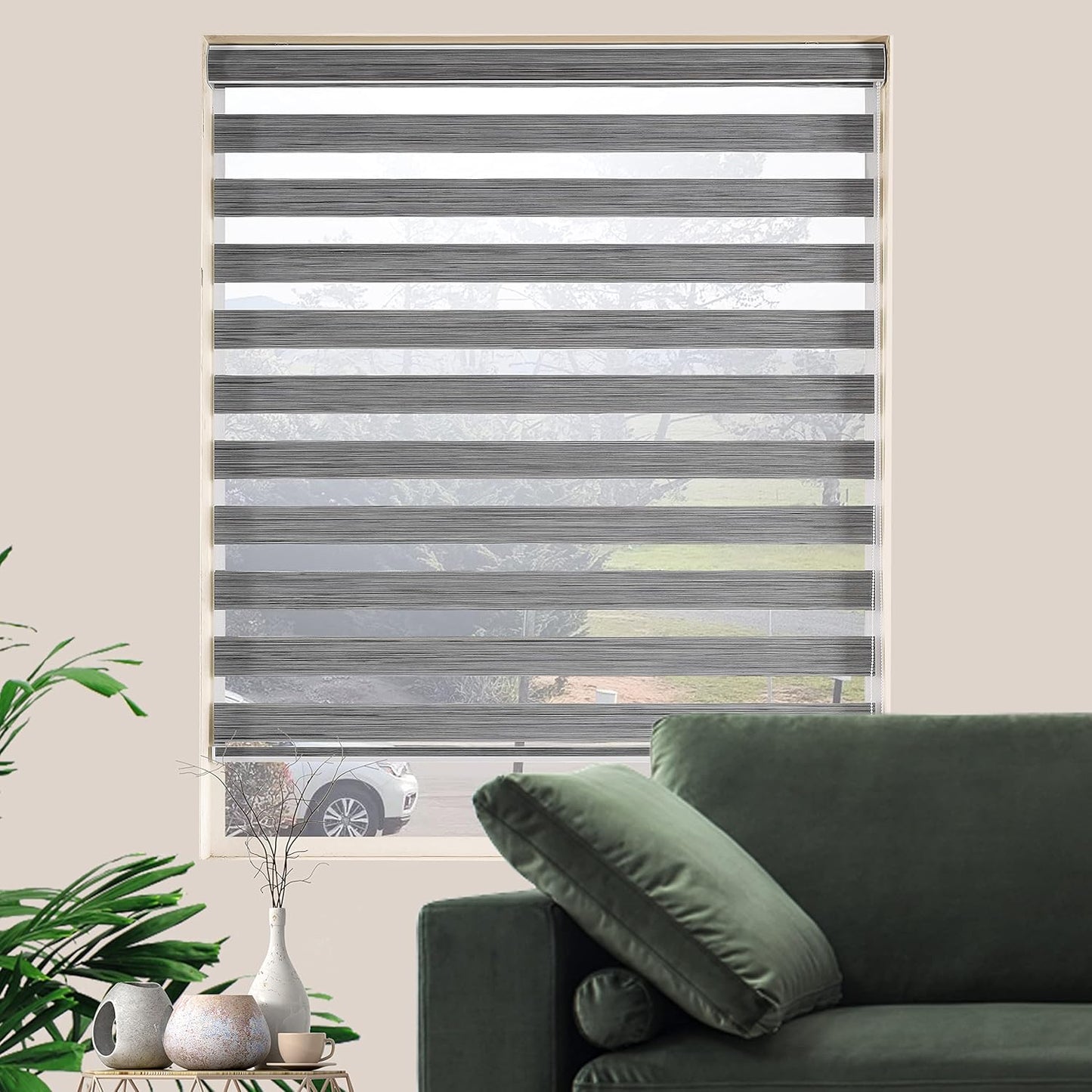 Zebra Blinds Window Blind Zebra Shade Blinds for Windows Roller Sheer Shades Privacy Light Filtering Shades for Home Kitchen Bathroom (Width 50'' X Height 72'' Grey)