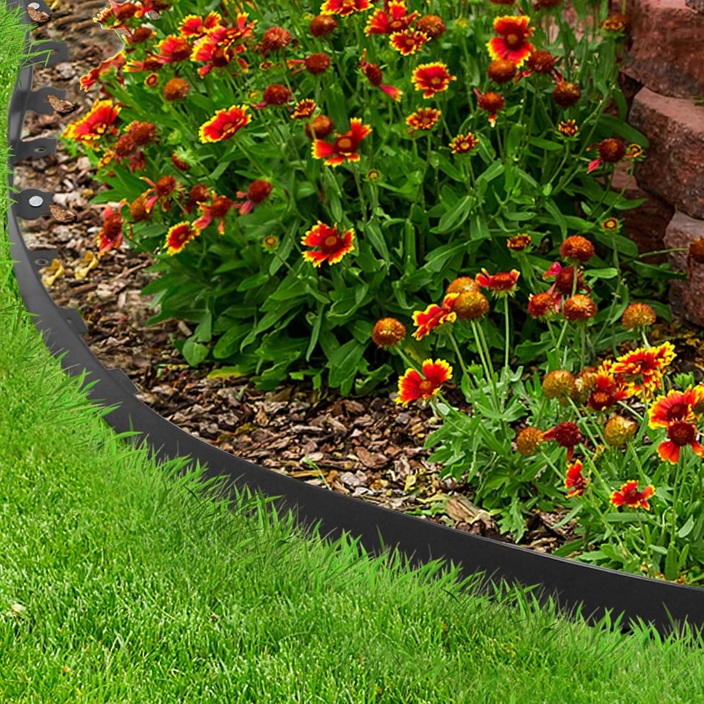 Gardzen 1.5" x 40' Landscape Edging Kit, Garden Edging Coil Comes with 40 Pcs Spikes, No Dig Lawn Border Design