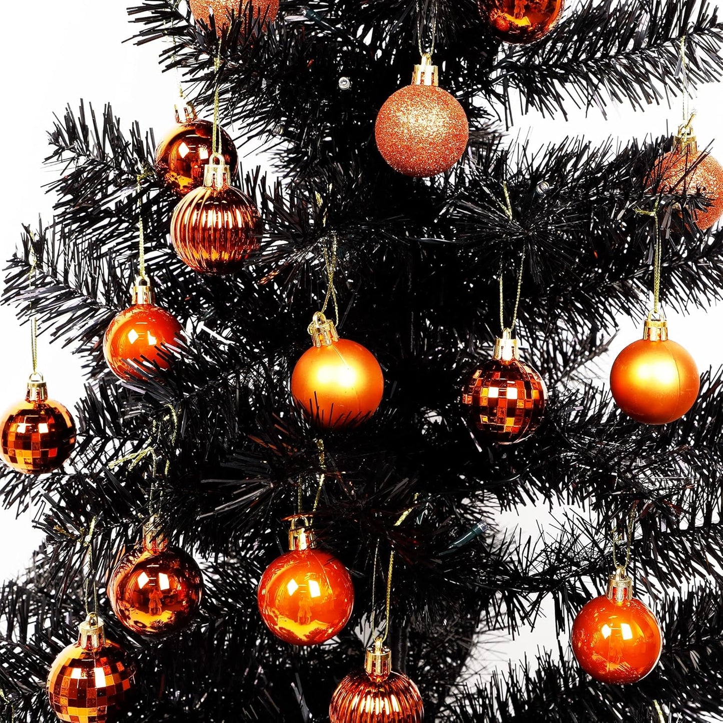 Lulu Home Halloween Ball Ornaments, 34 Ct 1.57" Pre-Strung Hanging Ornament Decorations, Shatterproof Plastic Balls for Holiday Party Wreath Garlands Trees, Orange