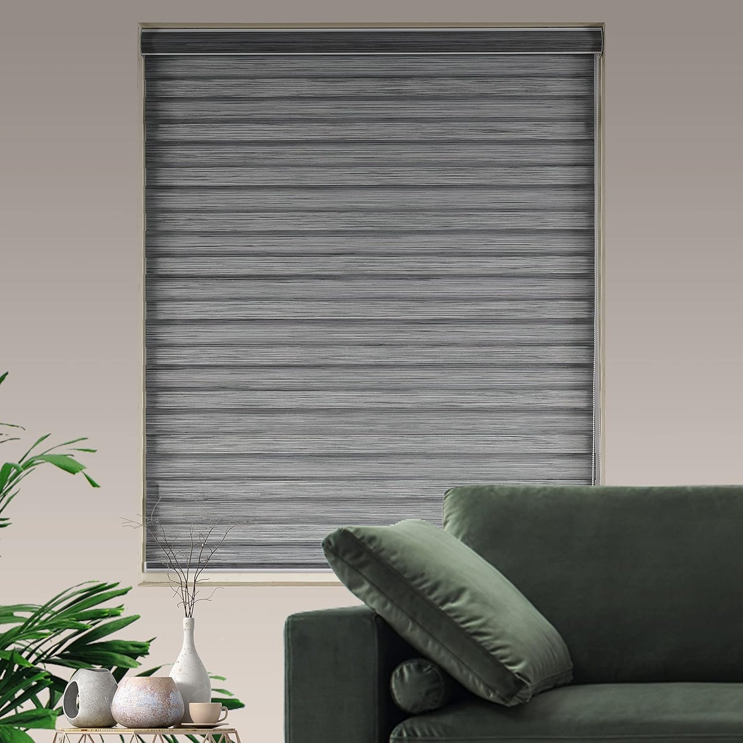 Zebra Blinds Window Blind Zebra Shade Blinds for Windows Roller Sheer Shades Privacy Light Filtering Shades for Home Kitchen Bathroom (Width 58'' X Height 72'' Grey)