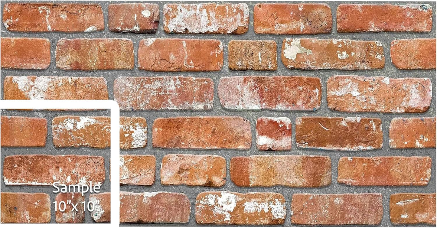 Dundee Deco 3D Wall Panels Faux Brick - Cladding, Red Orange Stone Look Wall Paneling, Styrofoam Facing for Living Room, Kitchen, Bathroom, Balcony, Bedroom, Sample, Size 10 x 10 in.