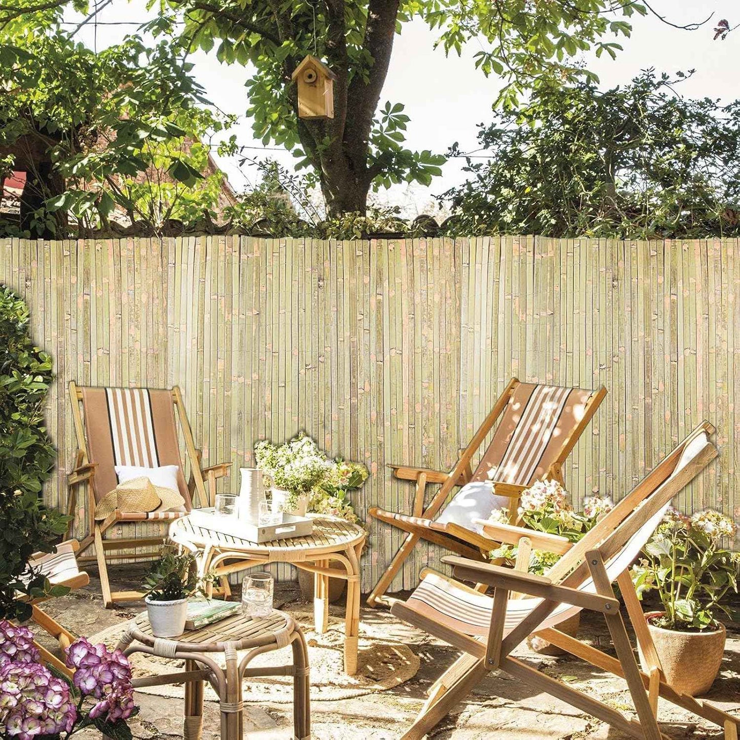 Bamboo Slat Fence 4ft x 13ft, Natural Bamboo Fencing, Bamboo Privacy Screen Outdoor, Balcony Privacy Fence for Garden, Balcony, Pool, Patio