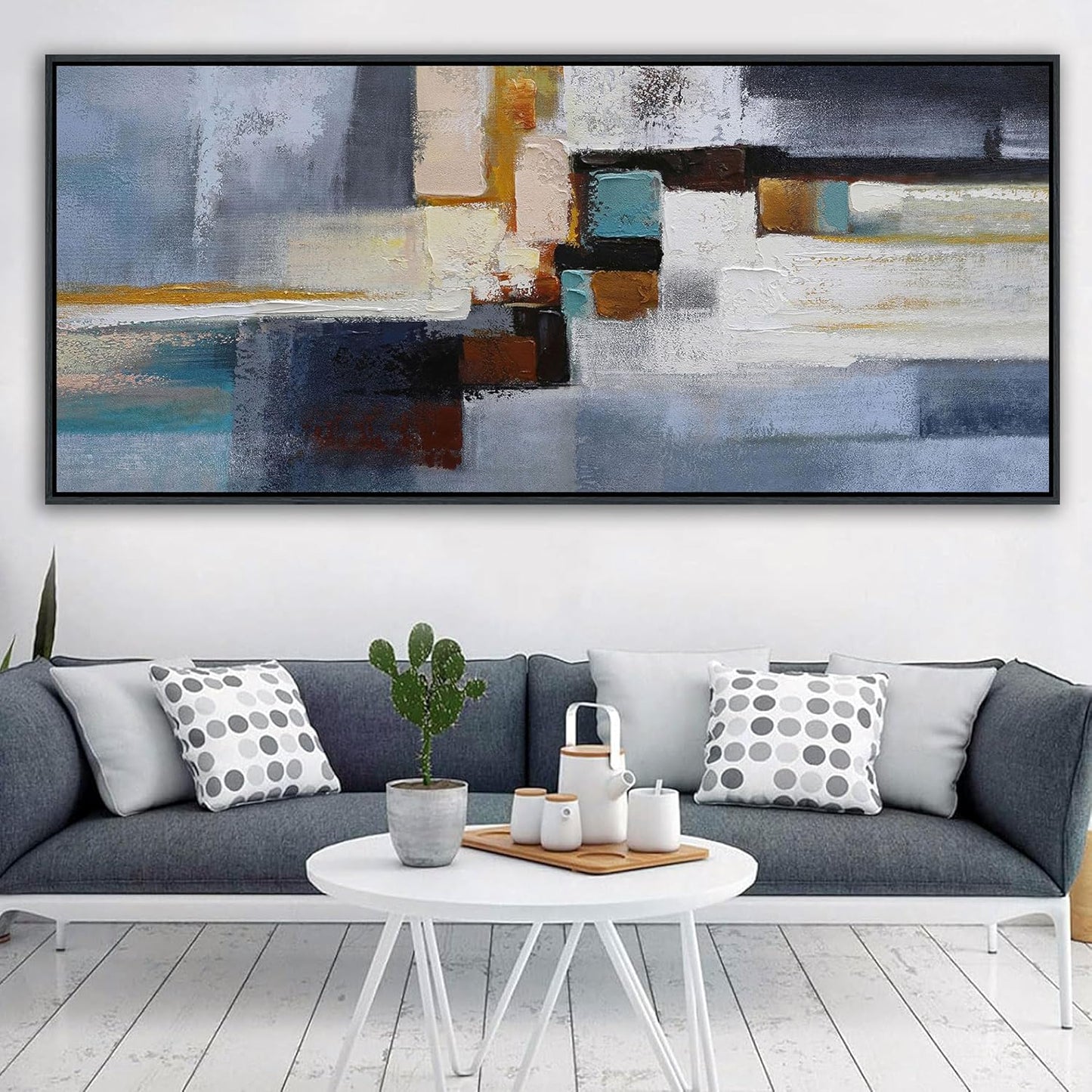 KLAKLA Extra Large Wall Art 86x29 Inches - Abstract Huge Canvas Picture Wall Decor Living Room Oversized Artwork for Walls Bedroom Office Decoration Modern Frame Wall Art